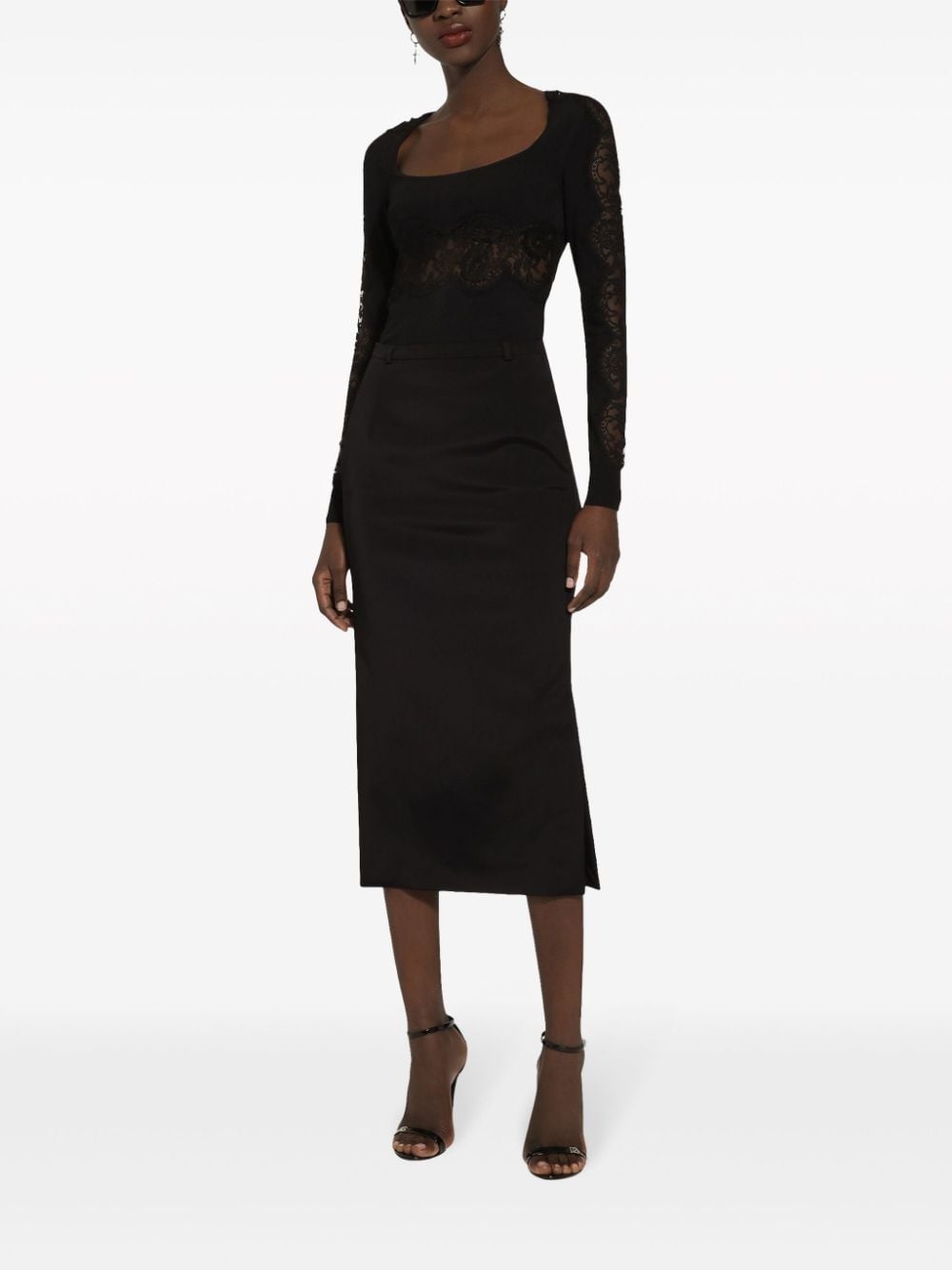 floral-lace knit jumper - 3