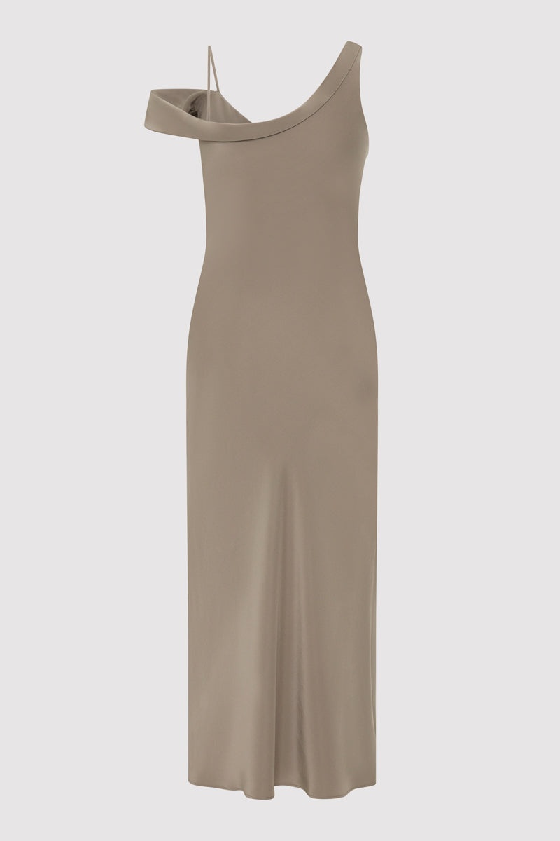 Silk Drape Dress - Slate - 9