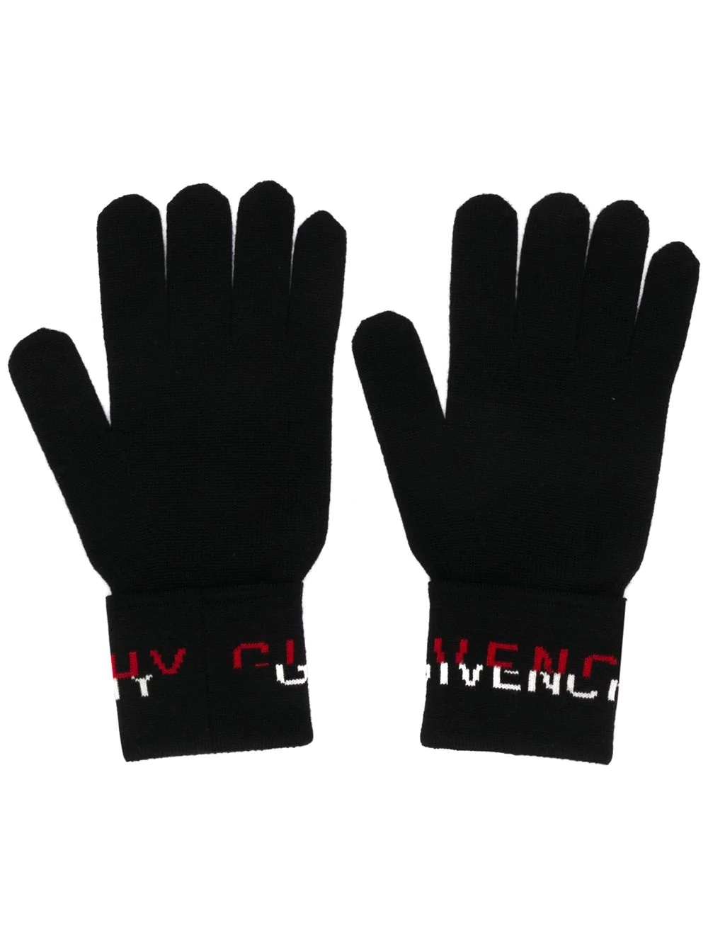 wool logo intarsia gloves - 1