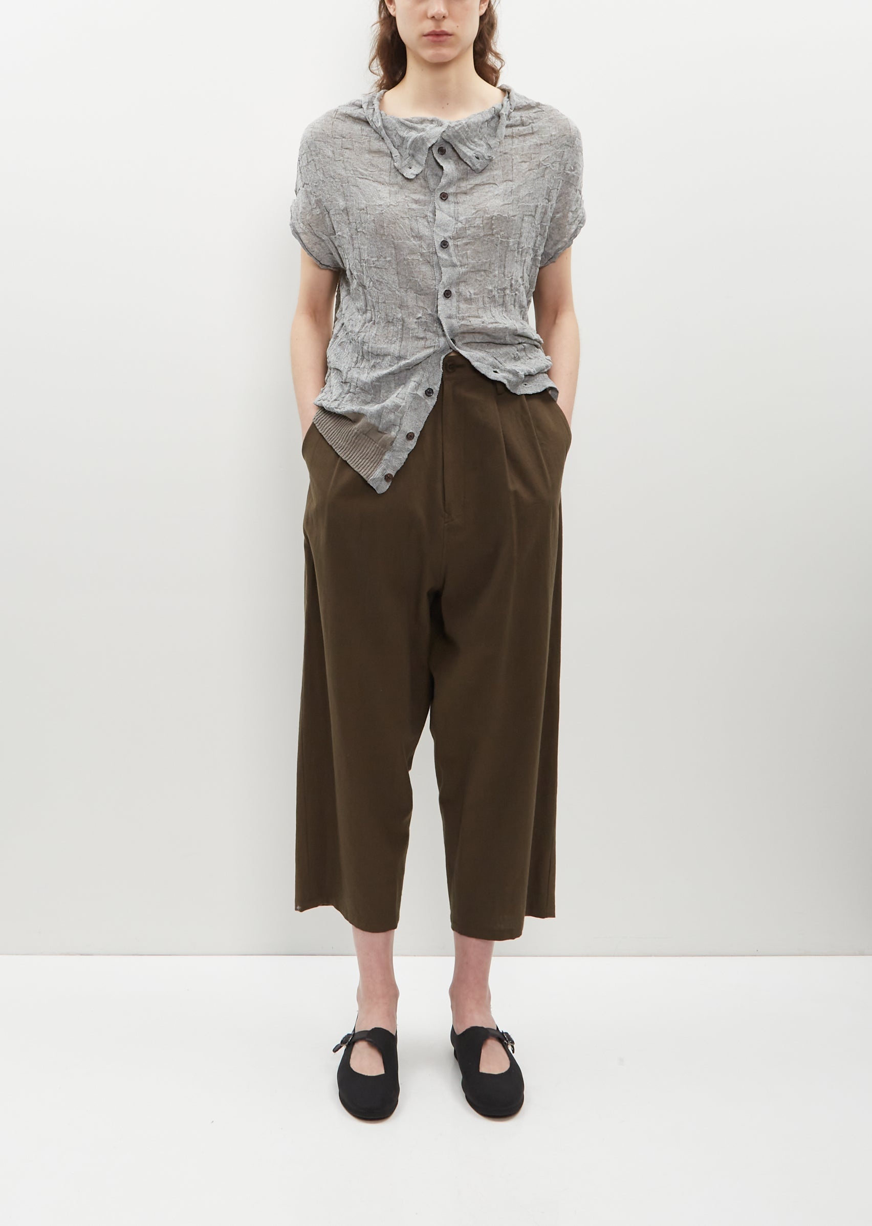 Tapered Cotton-Flax Pants - 1