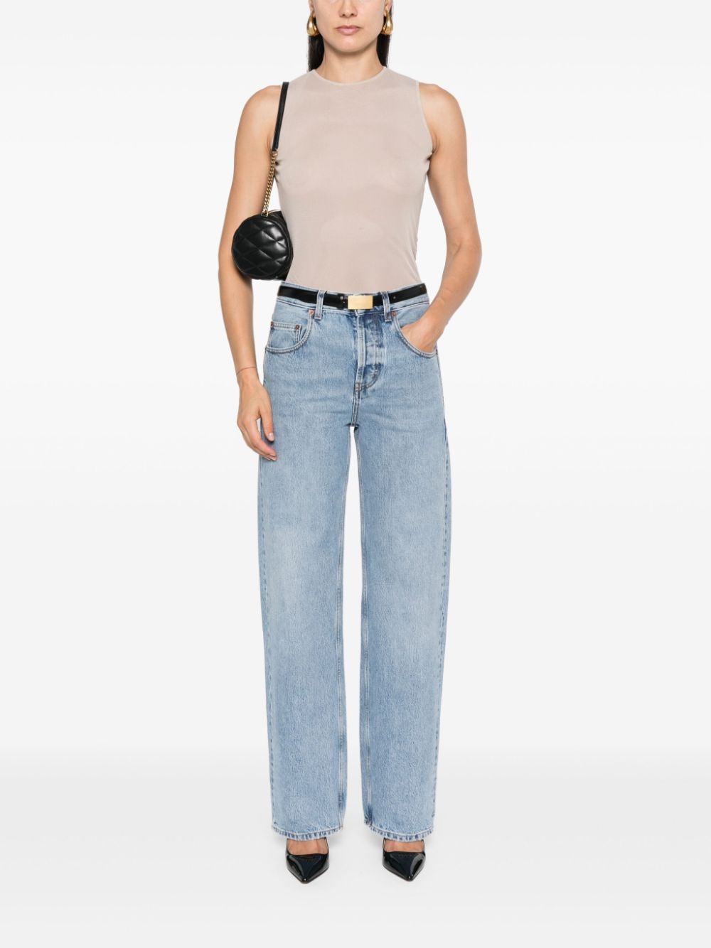 washed straight leg jeans - 2
