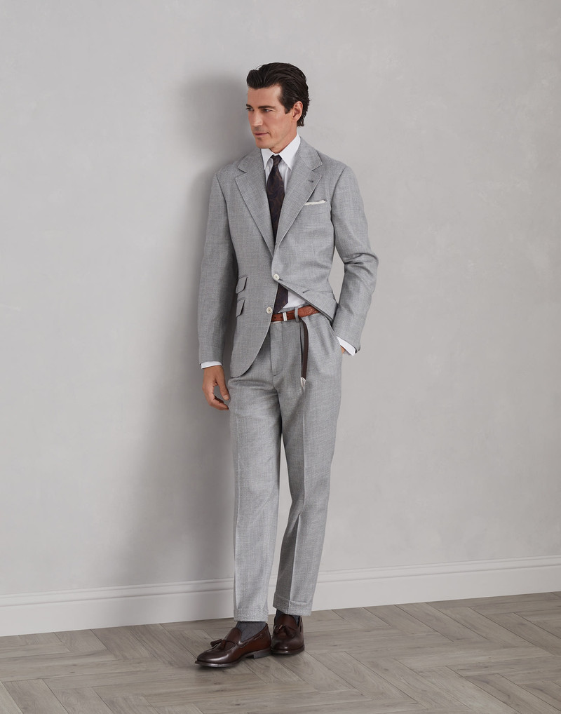 Comfort wool, silk and linen chevron deconstructed Cavallo blazer 5