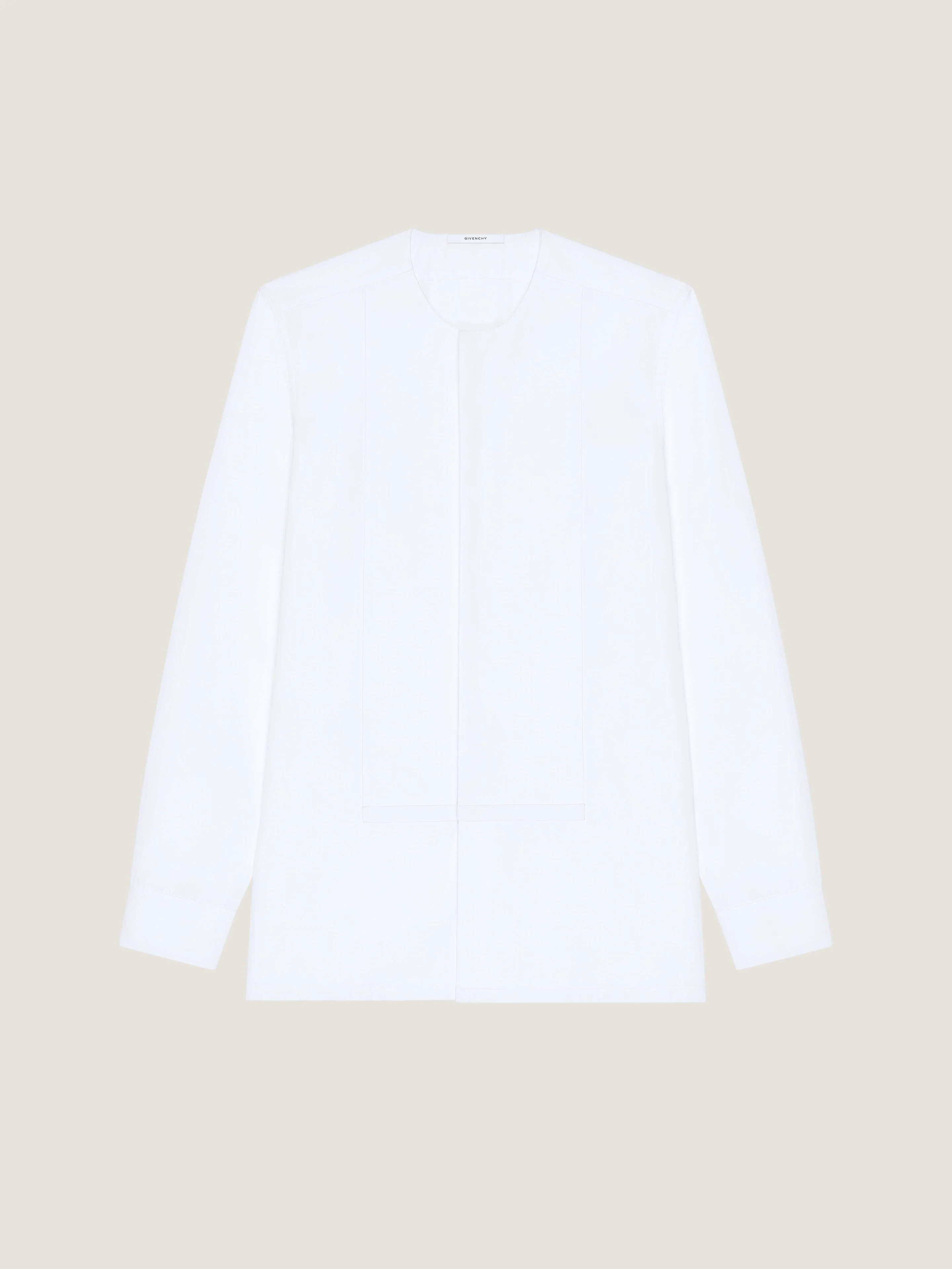 COLLARLESS TUXEDO SHIRT IN POPLIN - 1