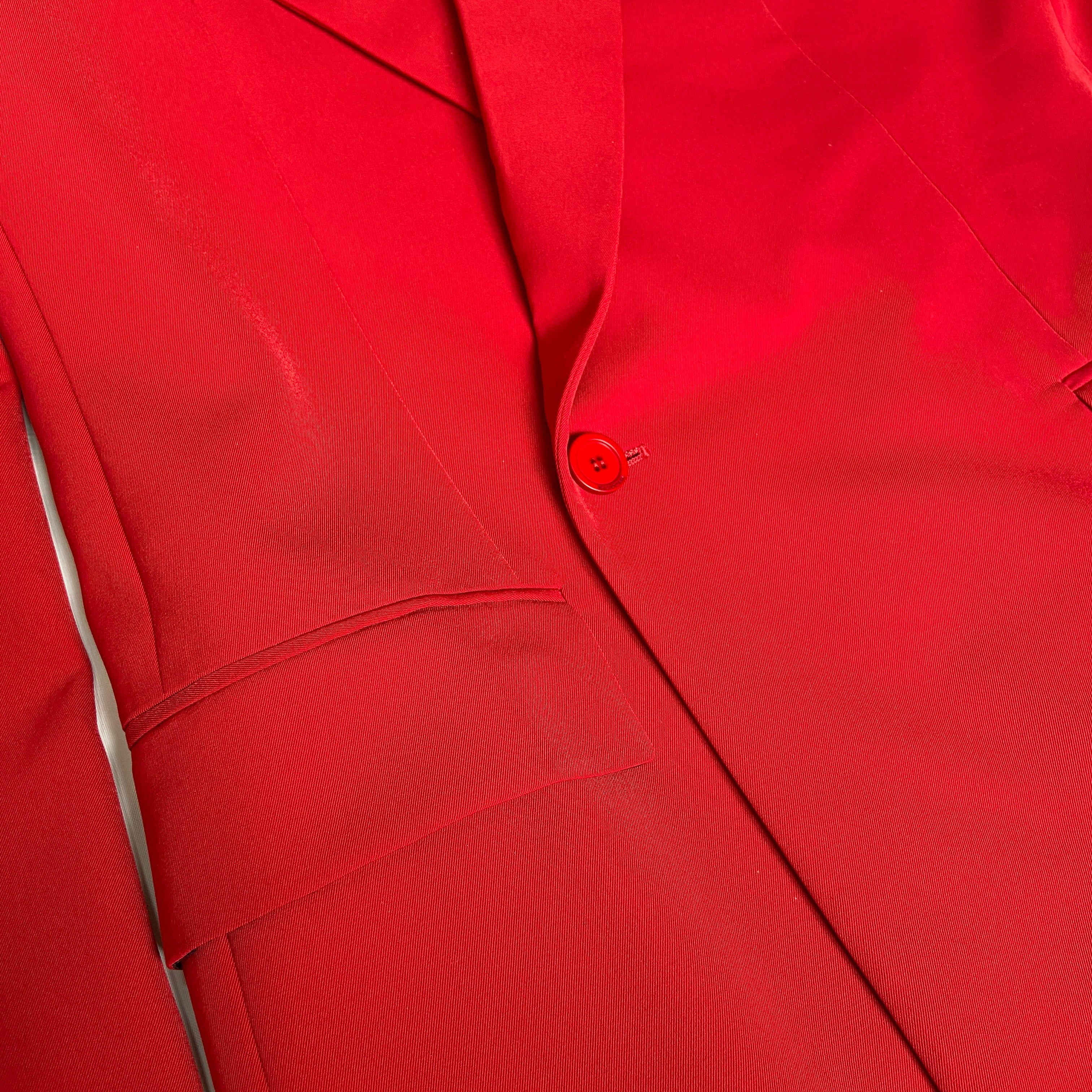 Balenciaga Bwnt ss19 runway set red 80s boxy shoulder blazer pants suit set 44 - 16