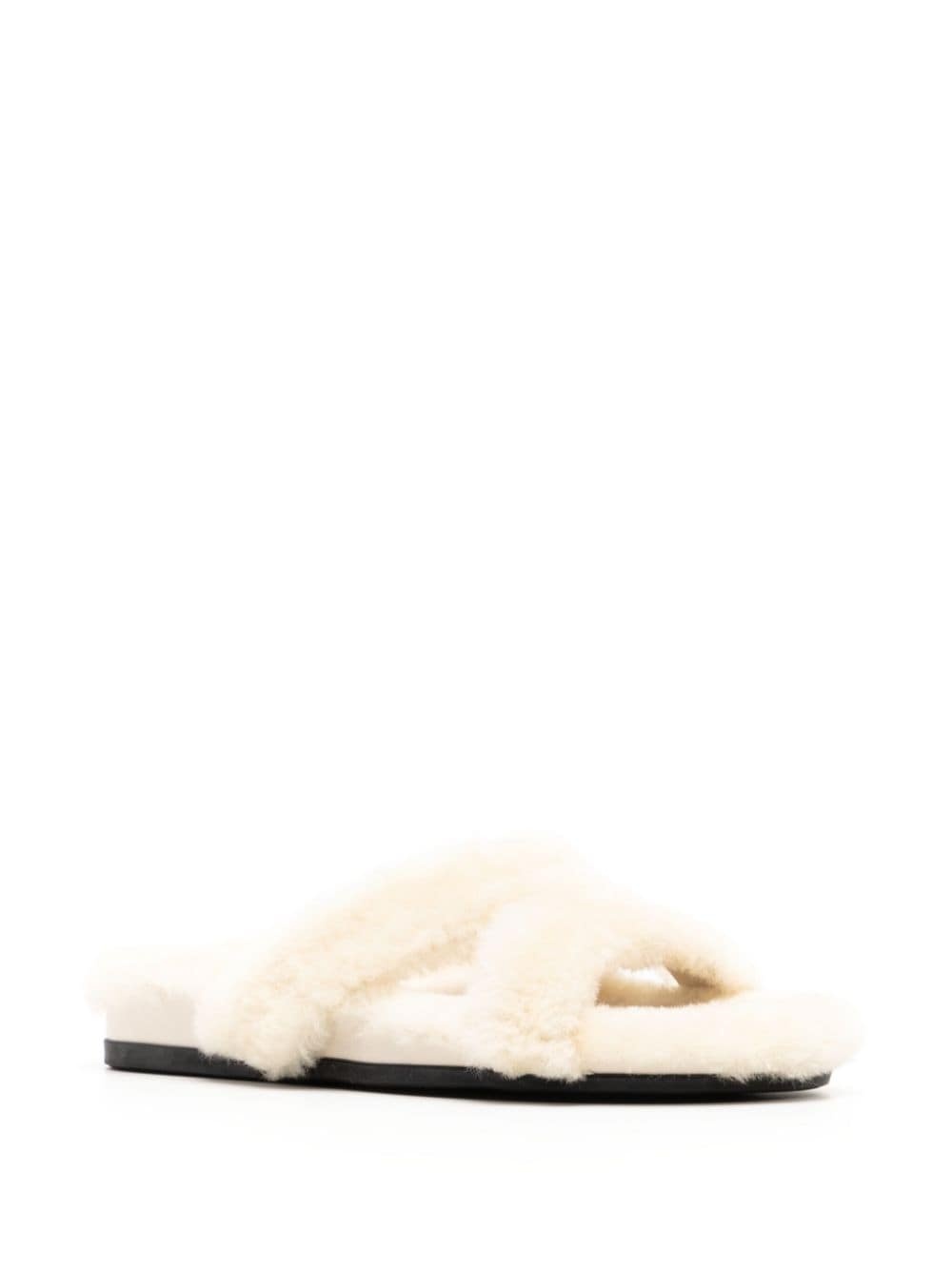 shearling open toe mules - 2