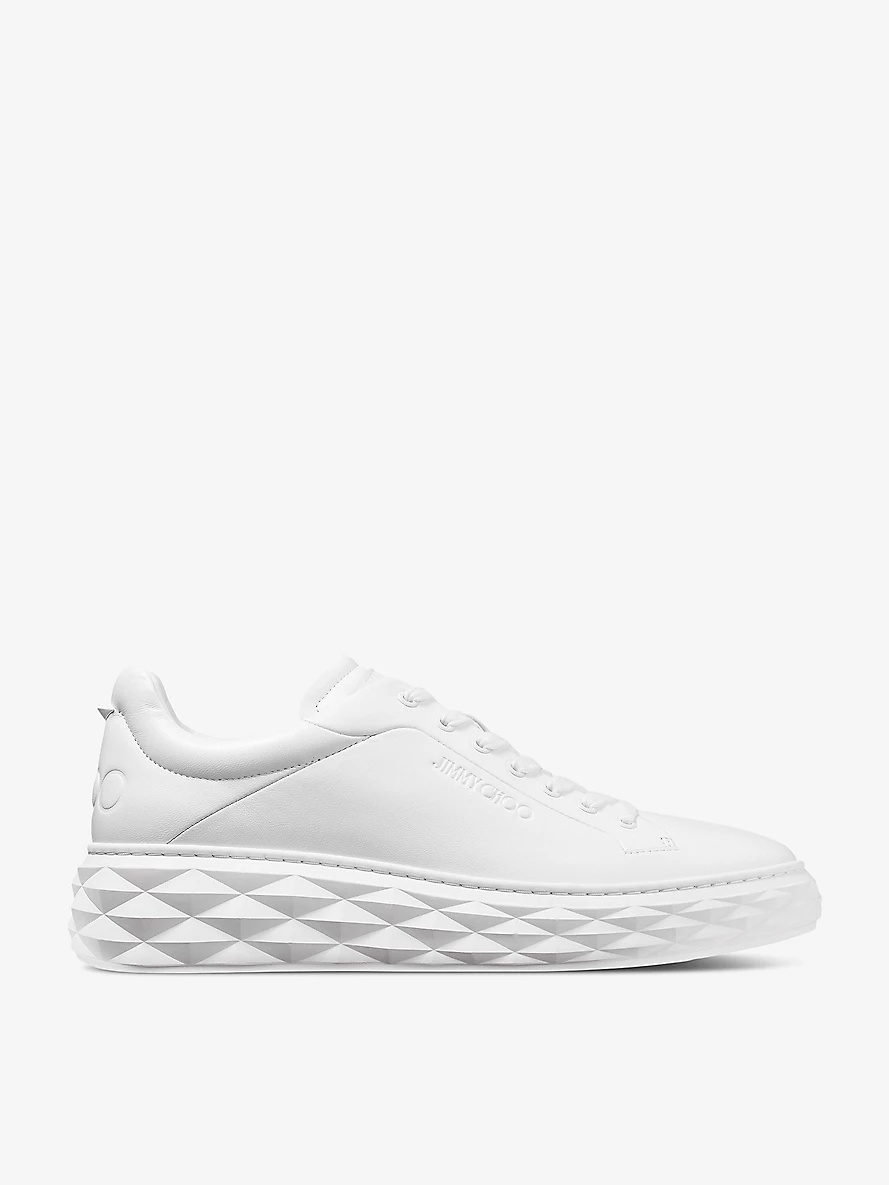 Diamond Maxi logo-embossed leather low-top trainers - 1