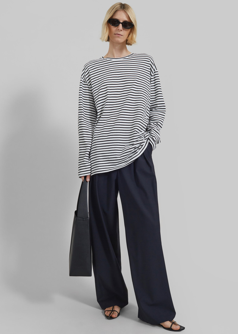 Salome Long Sleeve Tee - White/Black Stripe 1