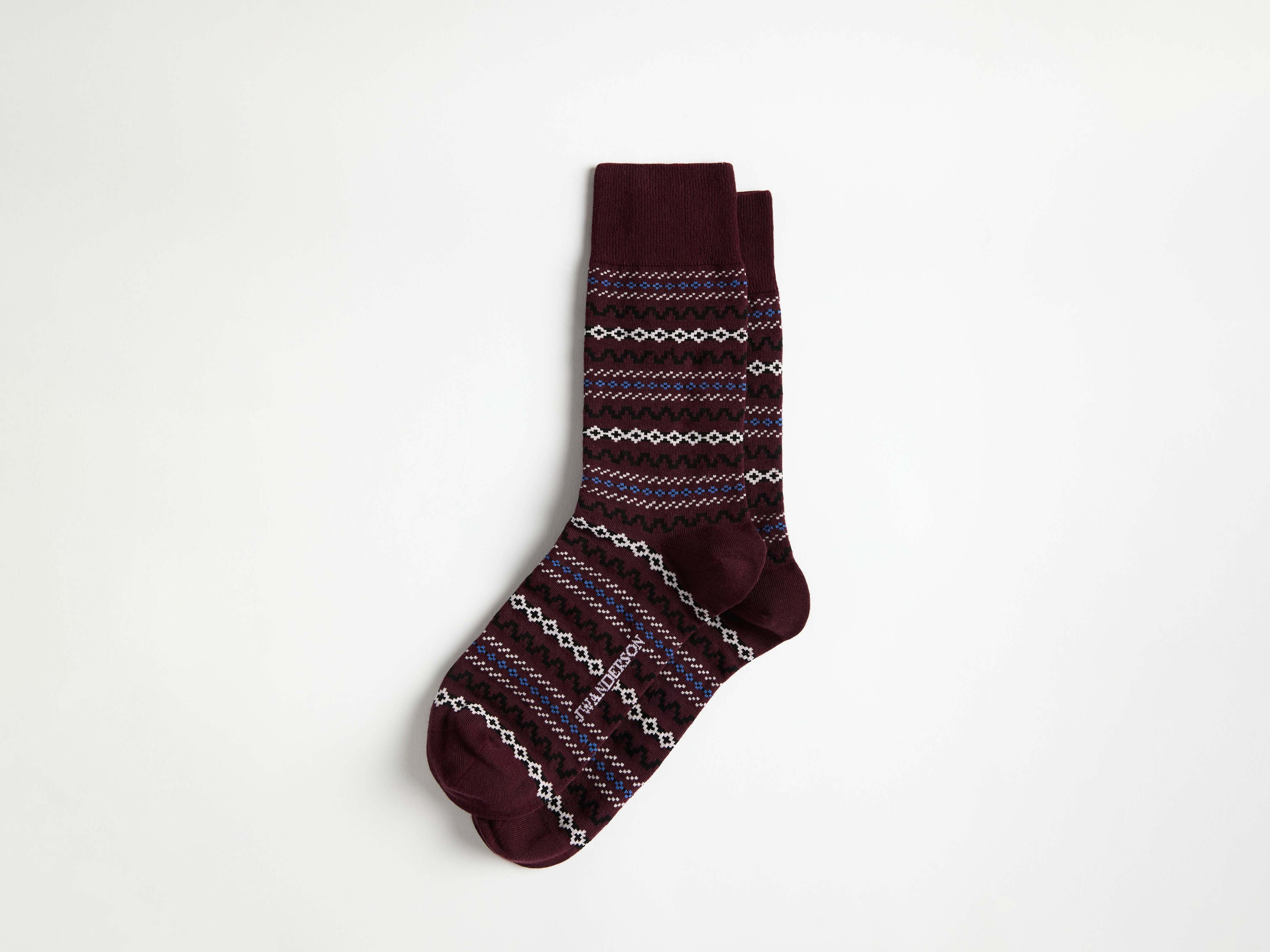 FAIRISLE SOCK IN BLACK - 1
