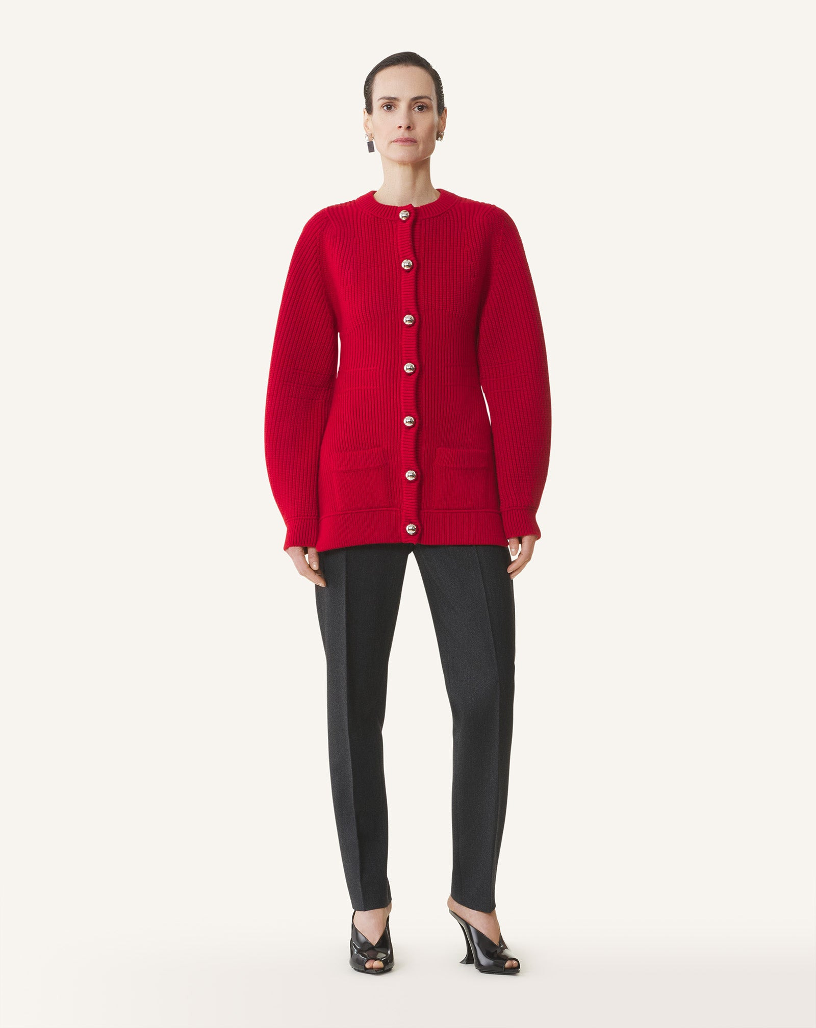 WOOL RIBBED CARDIGAN - 2