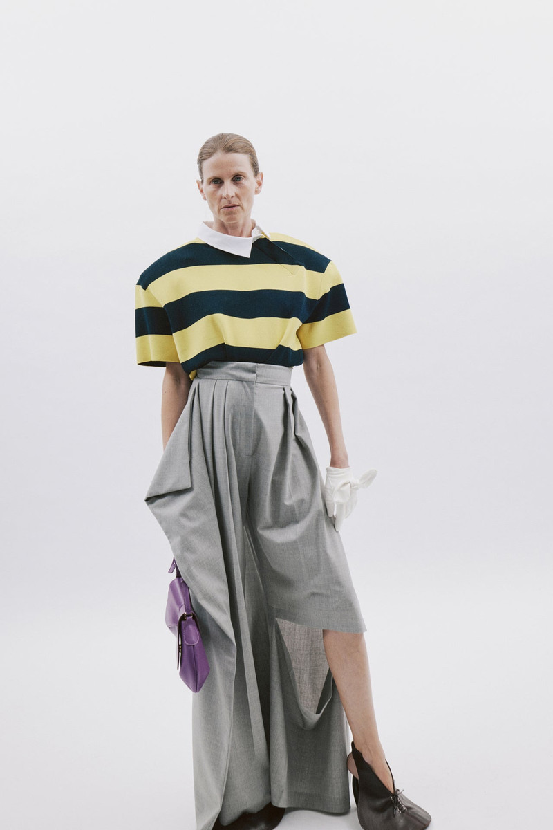 KNITTED RUGBY TOP YELLOW NAVY STRIPED 3