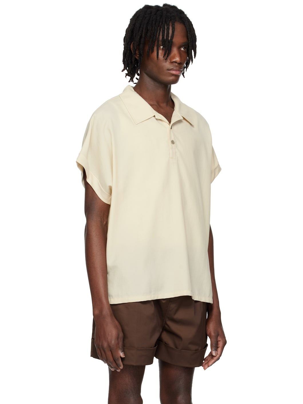 Beige Dolman Sleeve Polo - 2