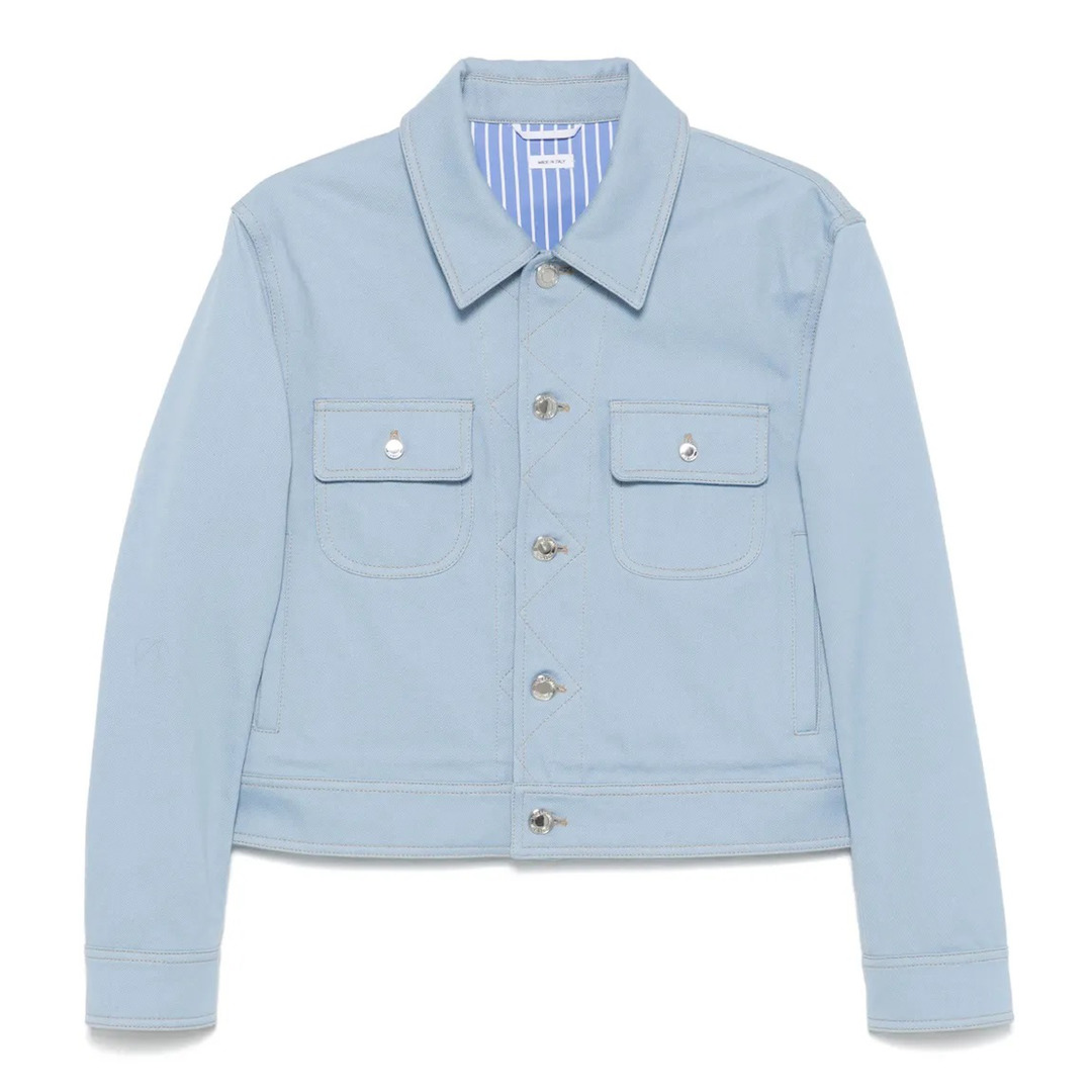 Contrast Stitch Denim Backstrap Utility Jacket Men - 3