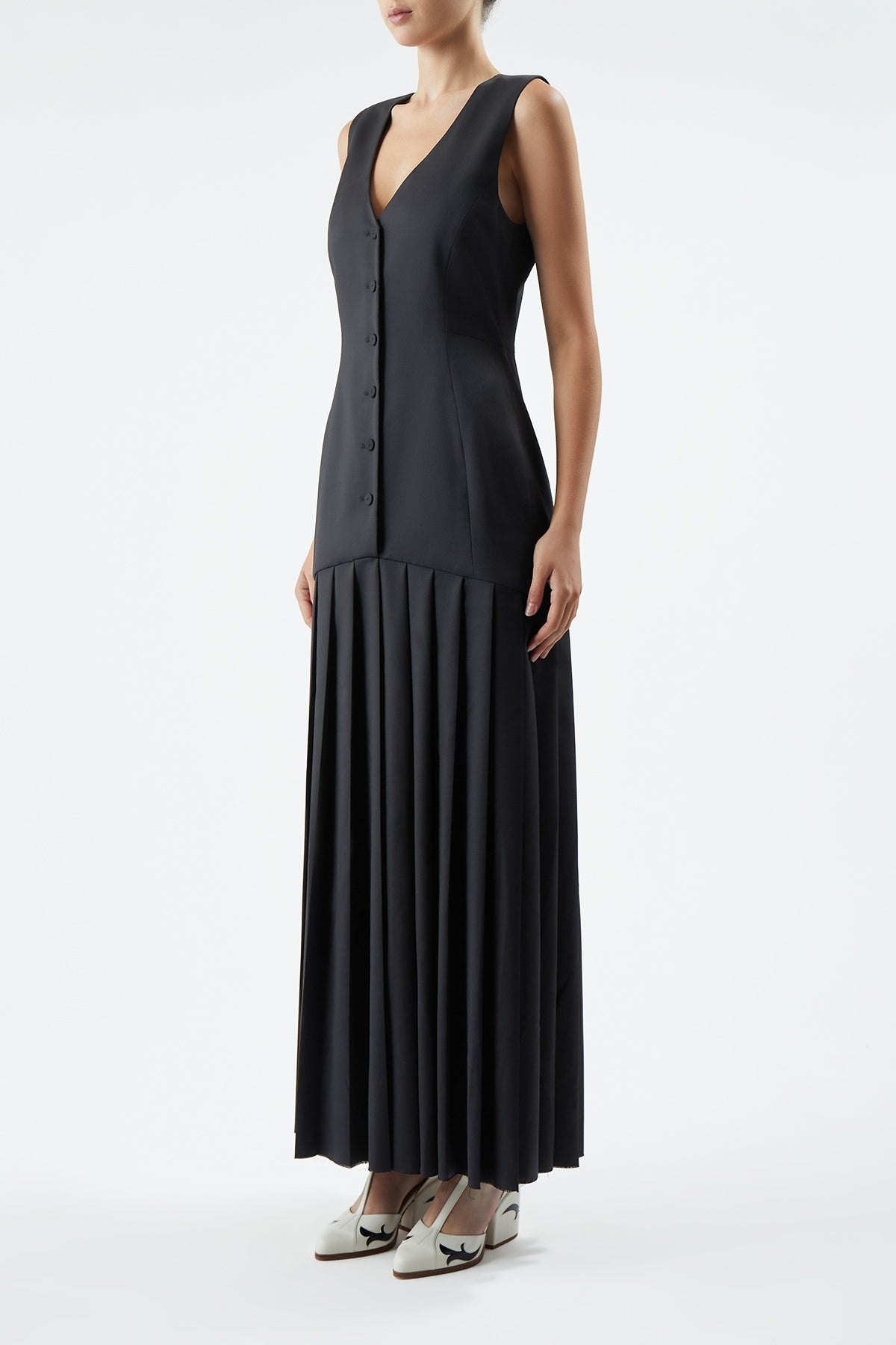 Leone Vest Dress in Black Virgin Wool - 4