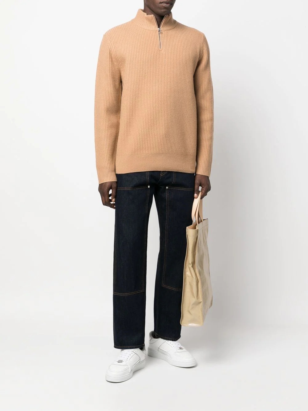 ribbed-knit high-neck jumper - 2