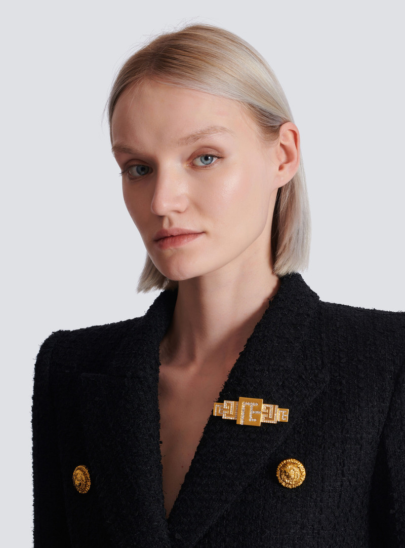 Balmain 3D PB brooch with crystals outlook