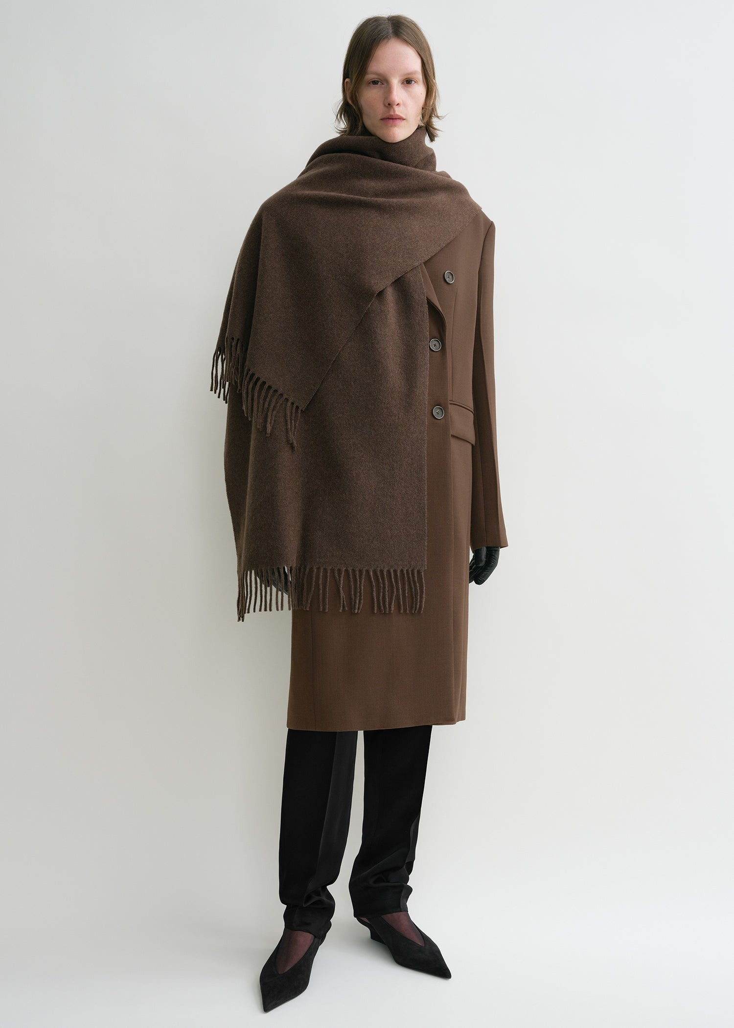 Classic wool scarf washed brown - 3