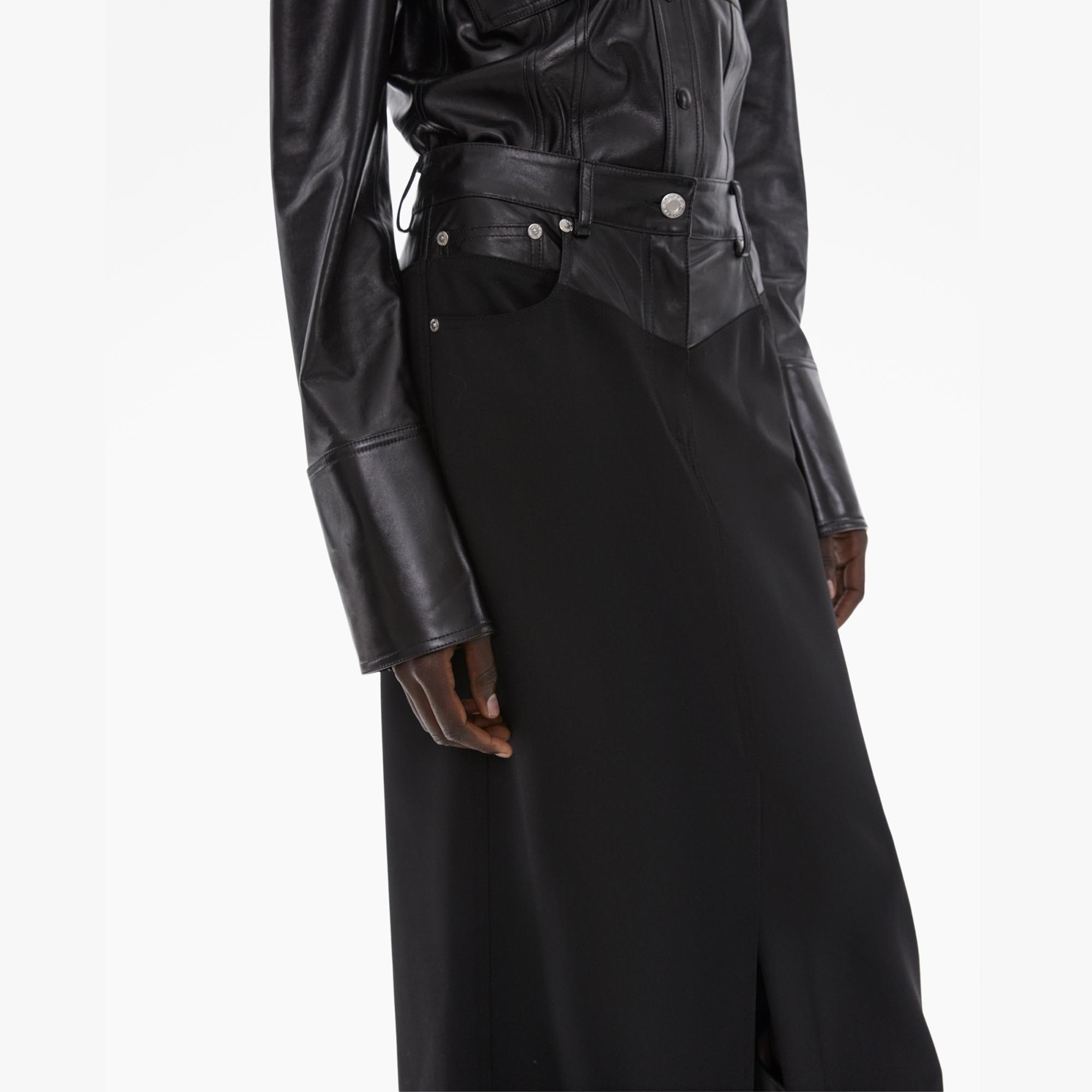 LEATHER-TRIMMED GARTER SKIRT - 7