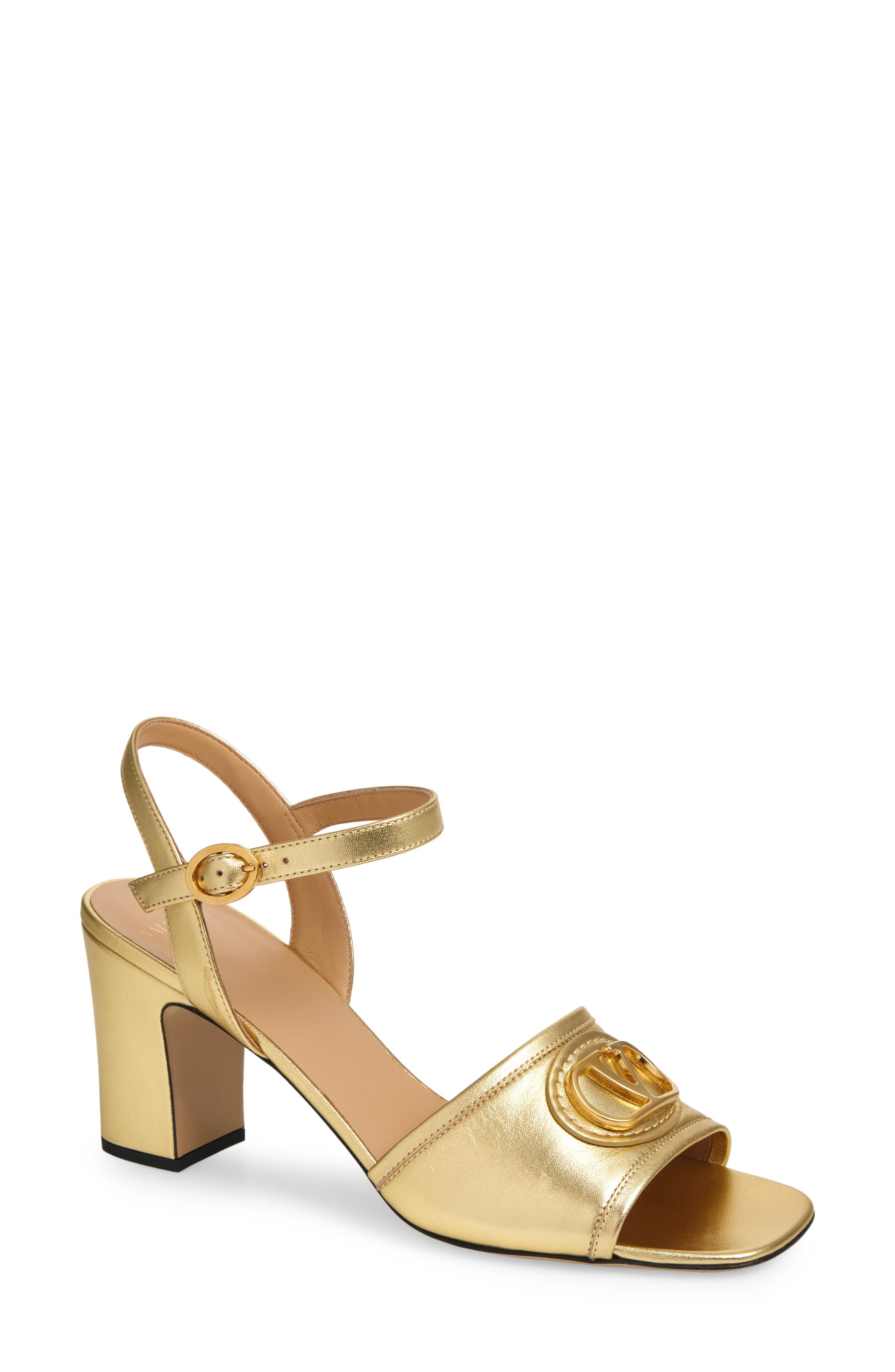 Valentino Garavani VLOGO Signature Metallic Leather Sandal in Antique Brass at Nordstrom - 1