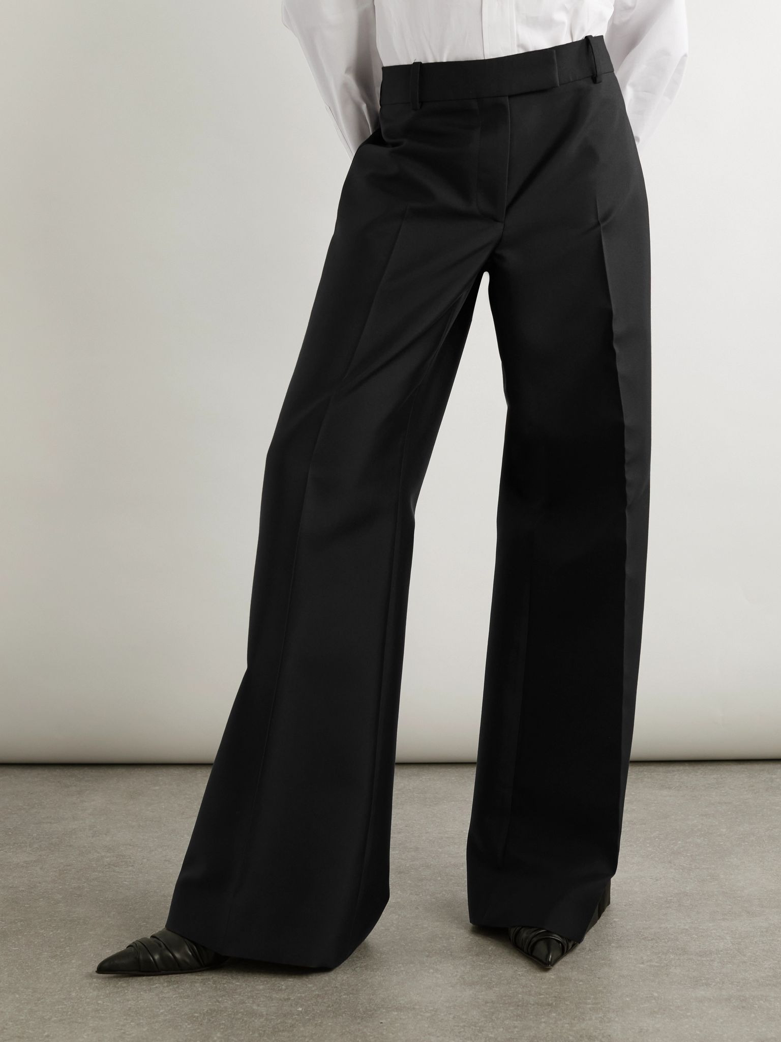 Wool and mohair-blend wide-leg pants Black - 3