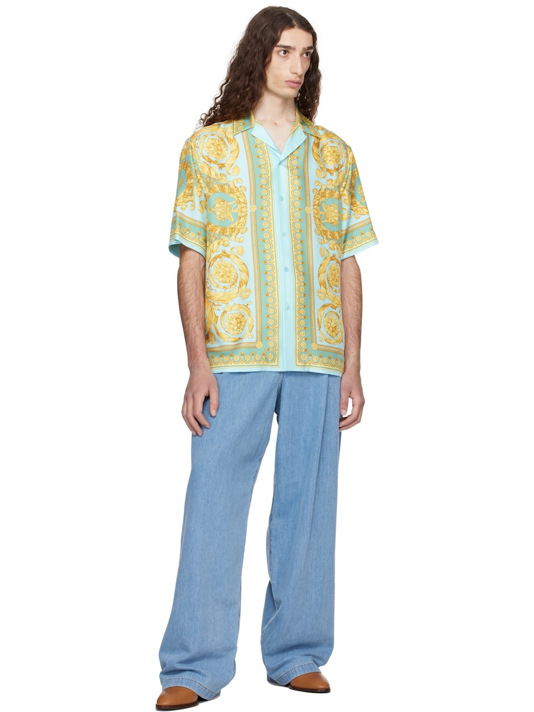 Blue Barocco Silk Shirt - 4