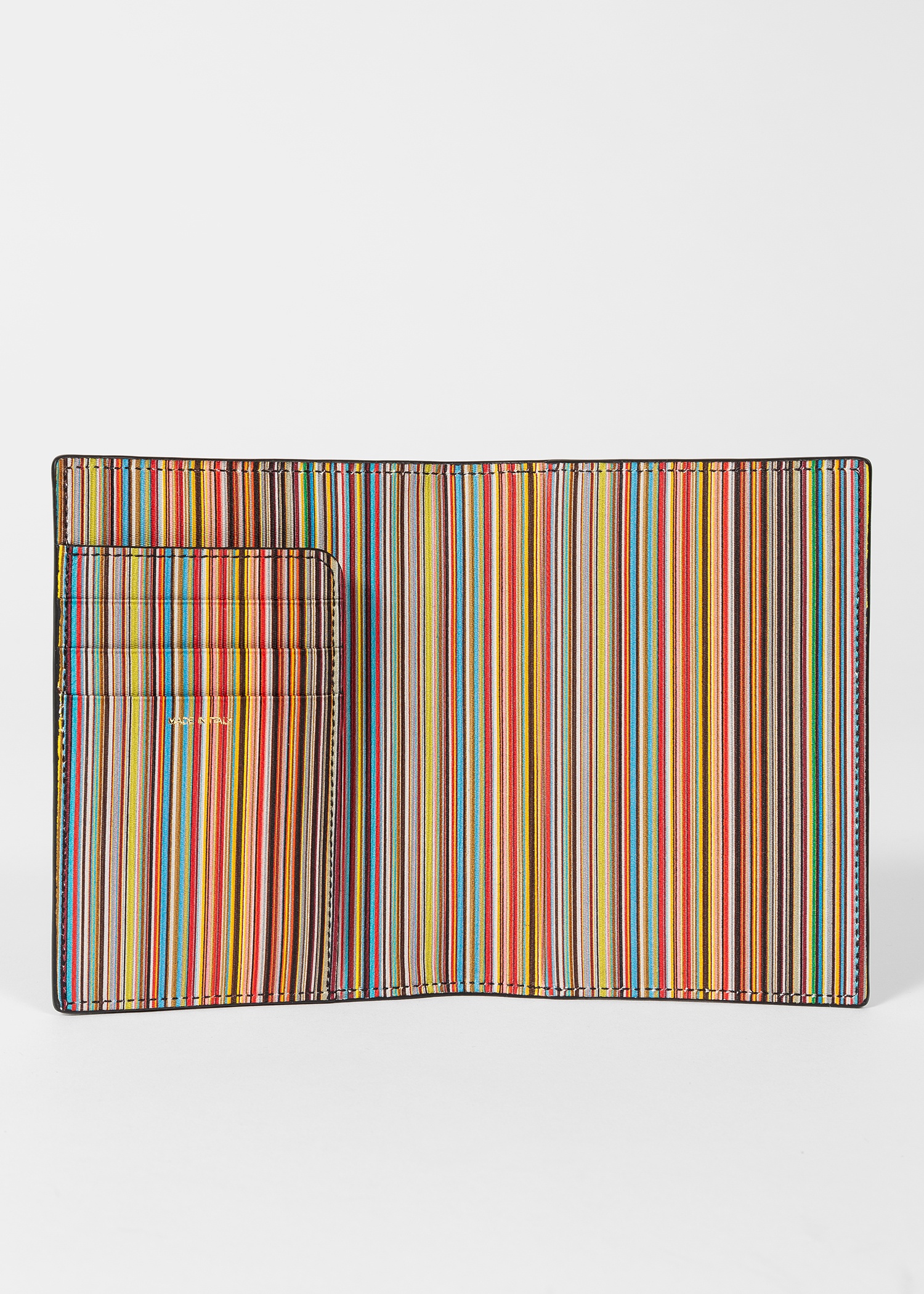 Black 'Signature Stripe' Interior Leather Passport Cover - 2
