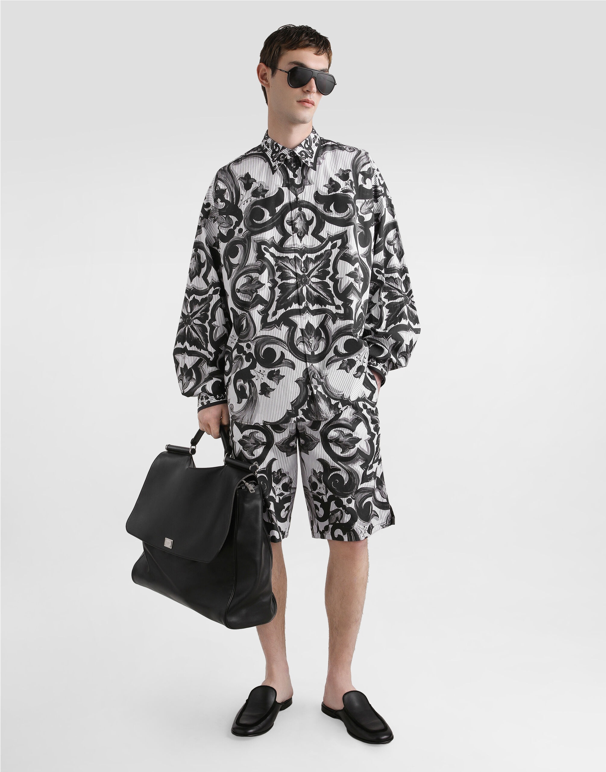 Majolica-print poplin trousers - 2
