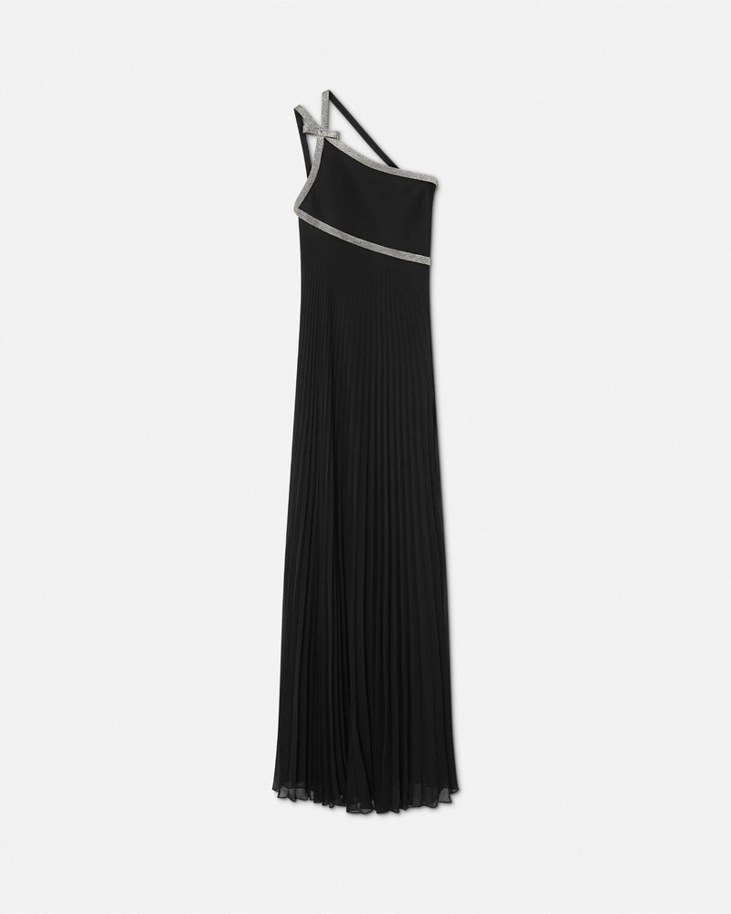 Crystal One-Shoulder Pleated Gown 1