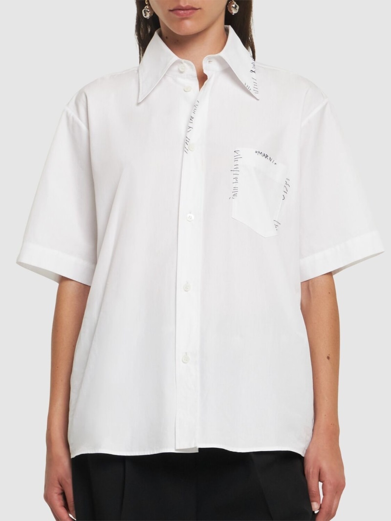 Logo cotton poplin short sleeve shirt - 3