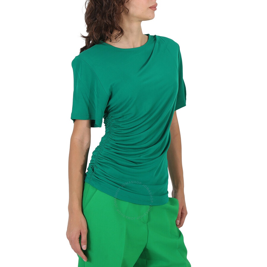 Atlein Green Short-sleeve Gatherside Viscose T-shirt, Brand Size 38 (US Size 4) - 3