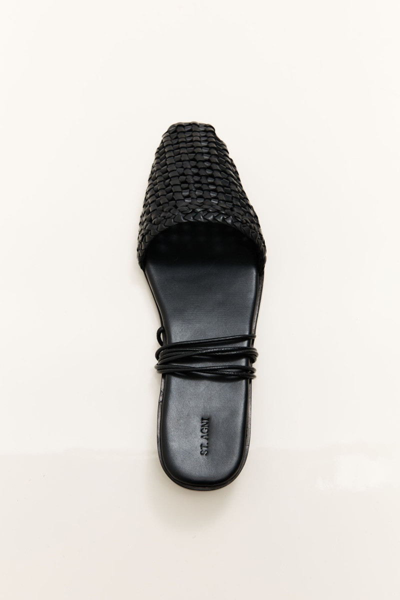 Macrame Mesh Tie Up Flats - Black 3