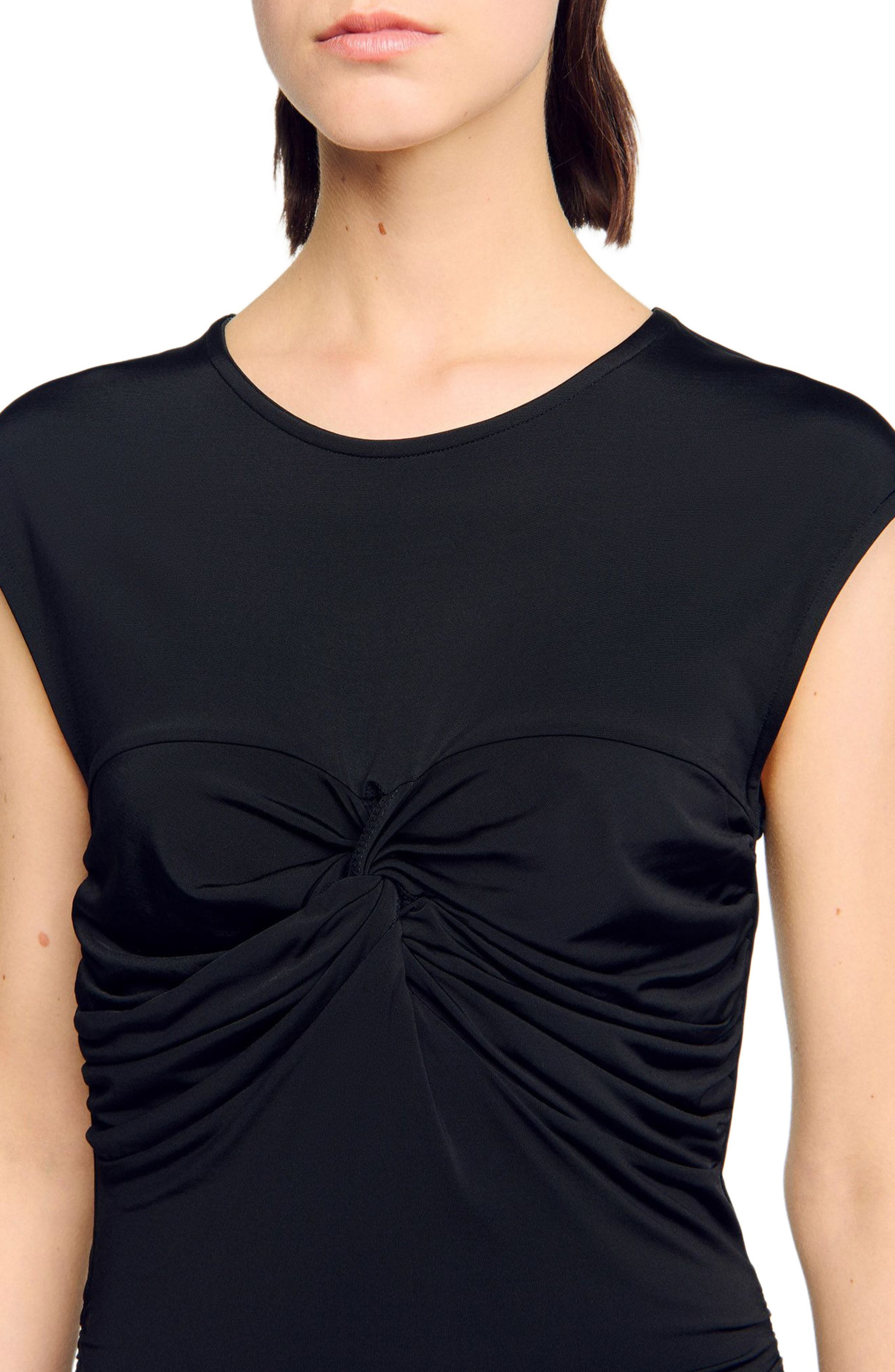 SANDRO Draped maxi dress in Black at Nordstrom - 4