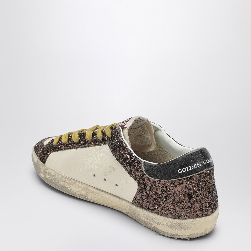 Golden Goose Super-Star White/Brown Sneakers With Glitter Women - 4