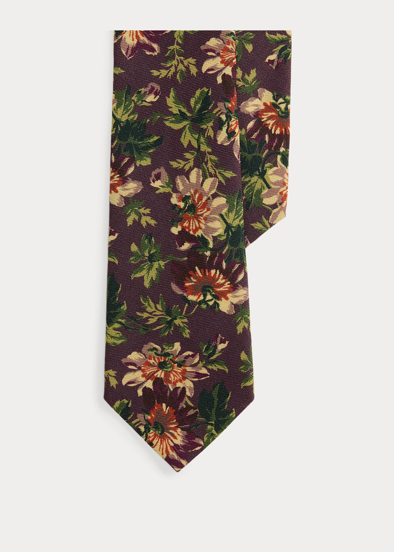 Floral Wool Challis Tie 1