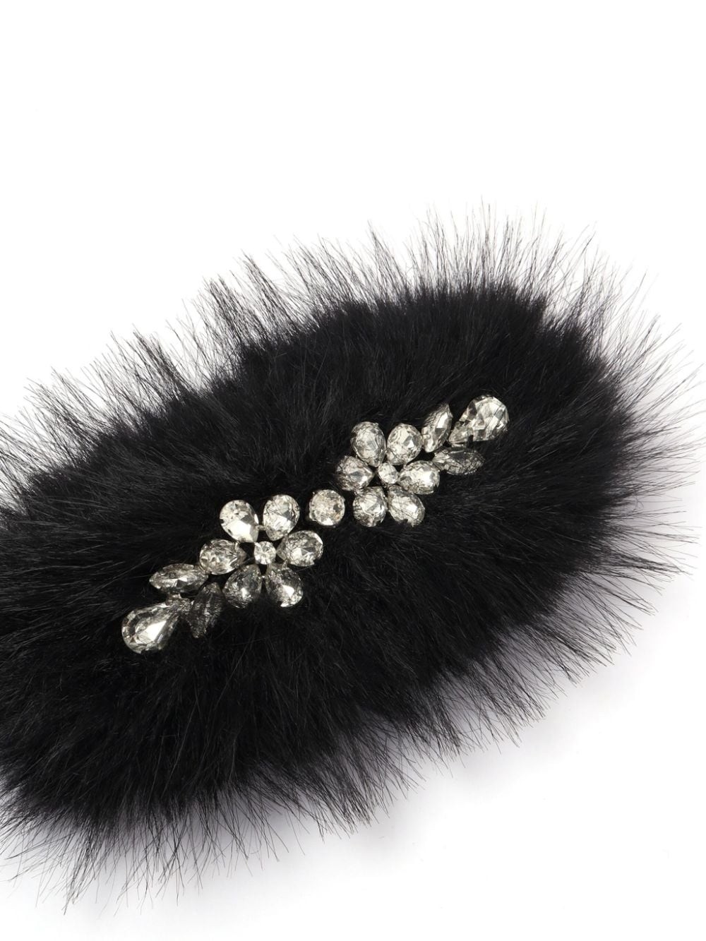 faux-fur crystal embellishment hair clip - 3