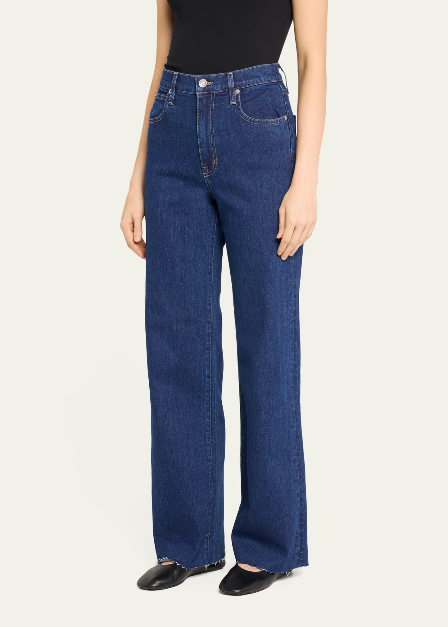 Grace Wide-Leg Raw Hem Jeans - 4