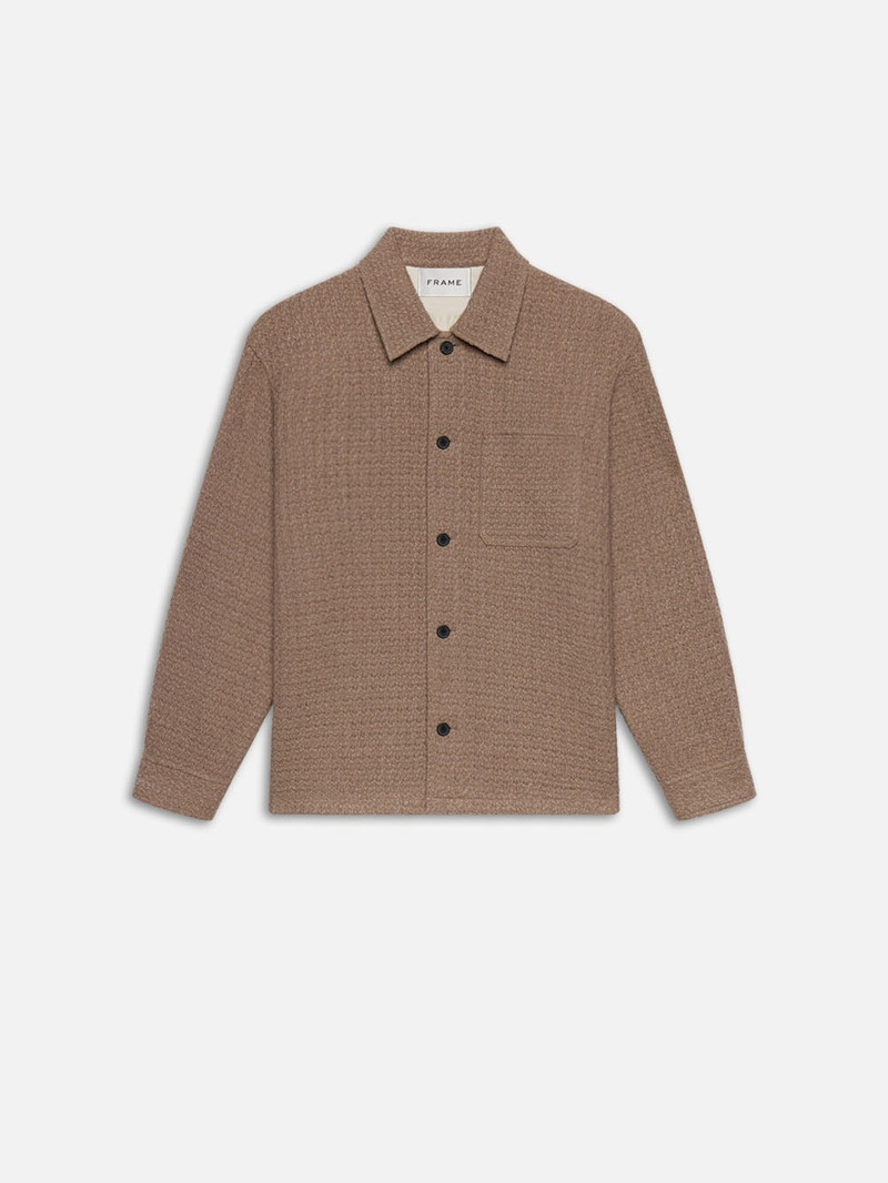 Textured Shirt Jacket in Light Brown - 1