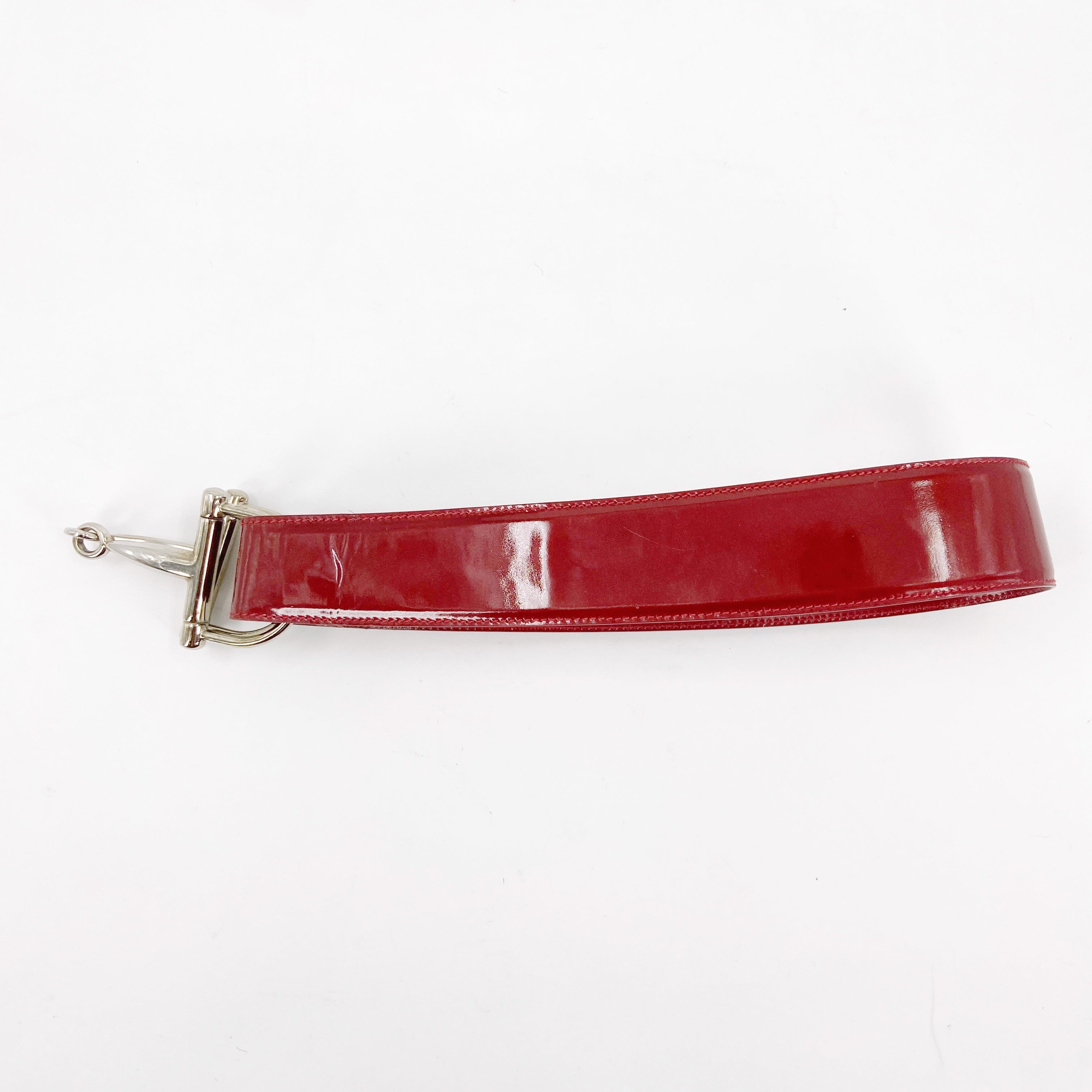 Gucci Fall 1995 Tom Ford Red Horsebit Patent Leather Belt 28 - 14