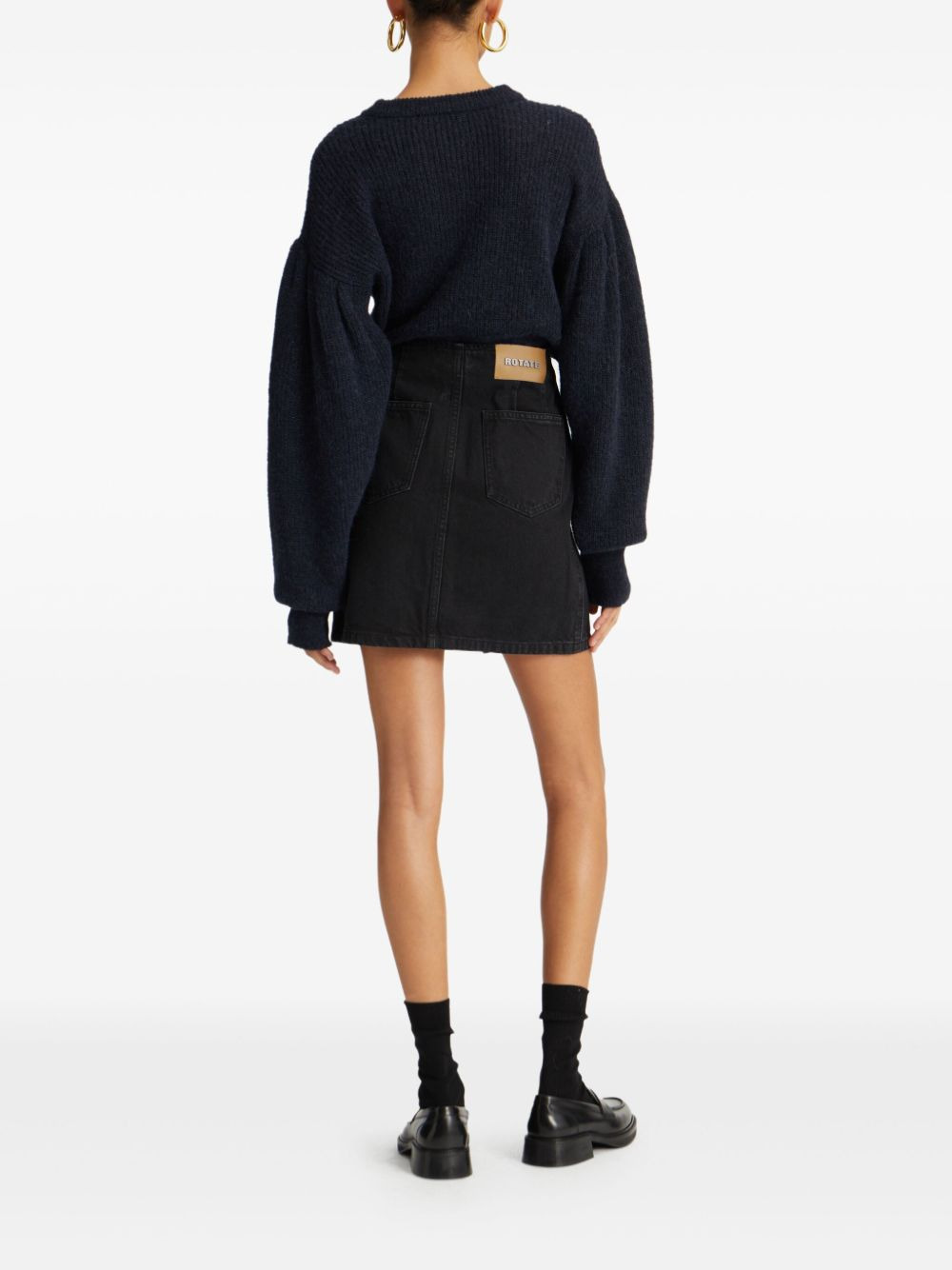 cuffed-sleeve crewneck sweater - 3