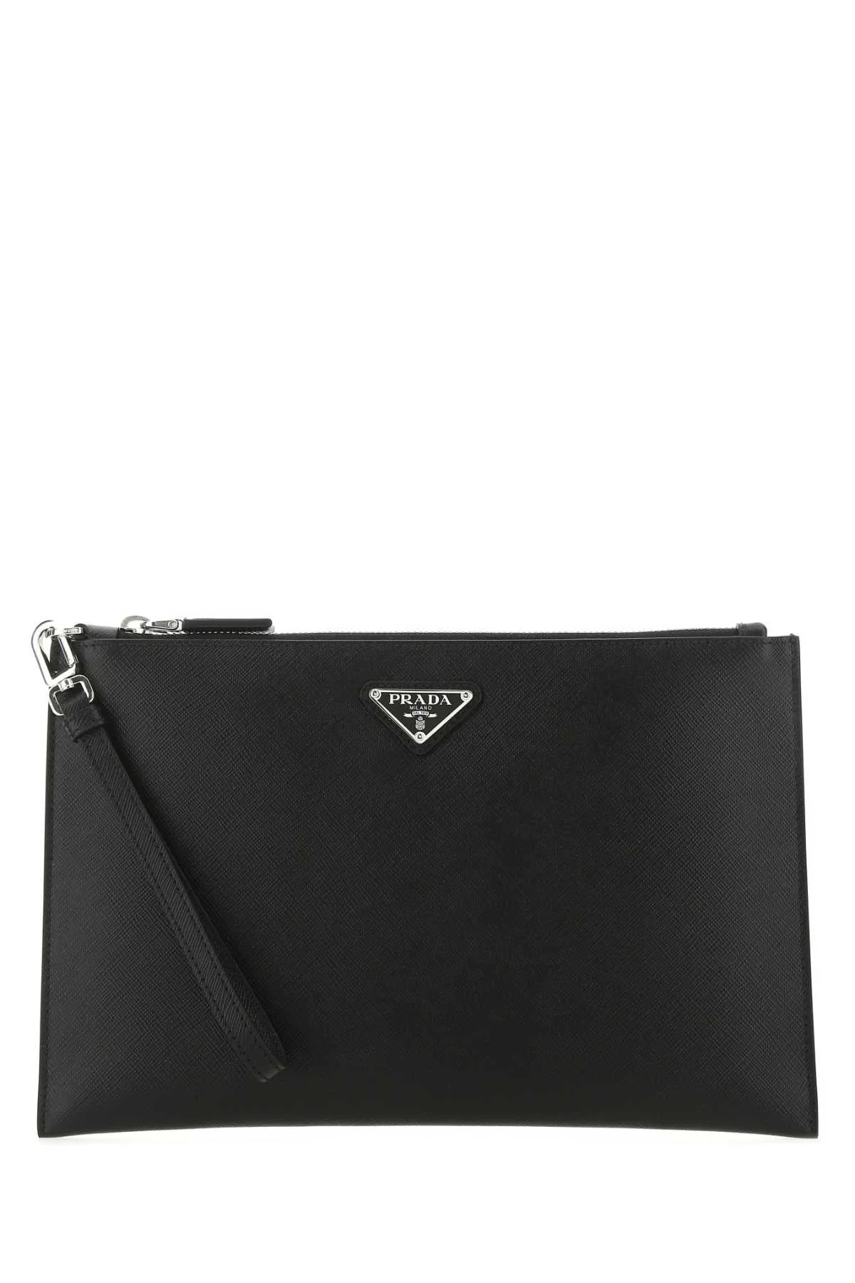 Prada Men Black Leather Clutch - 1
