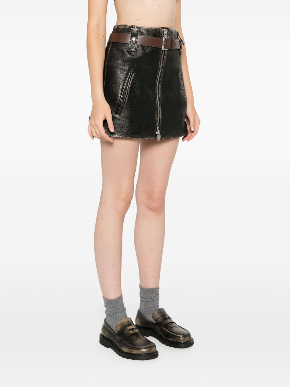 leather mini skirt - 3