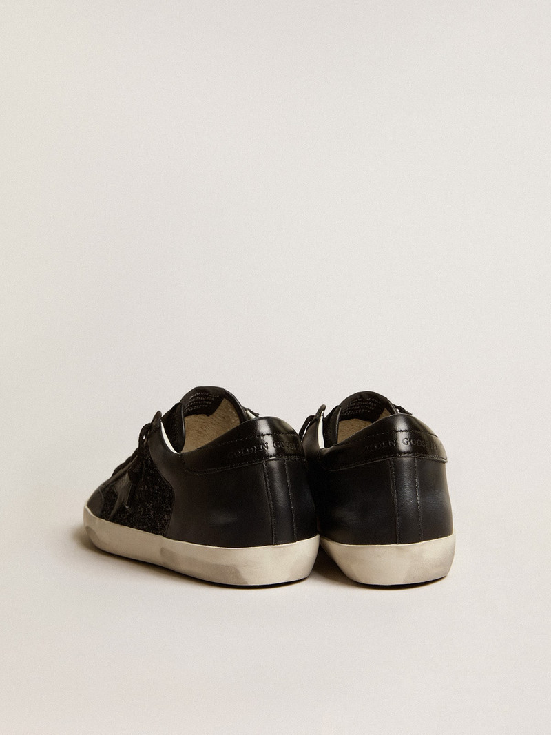Super-Star LAB in black nappa and glitter with glossy black leather star 4