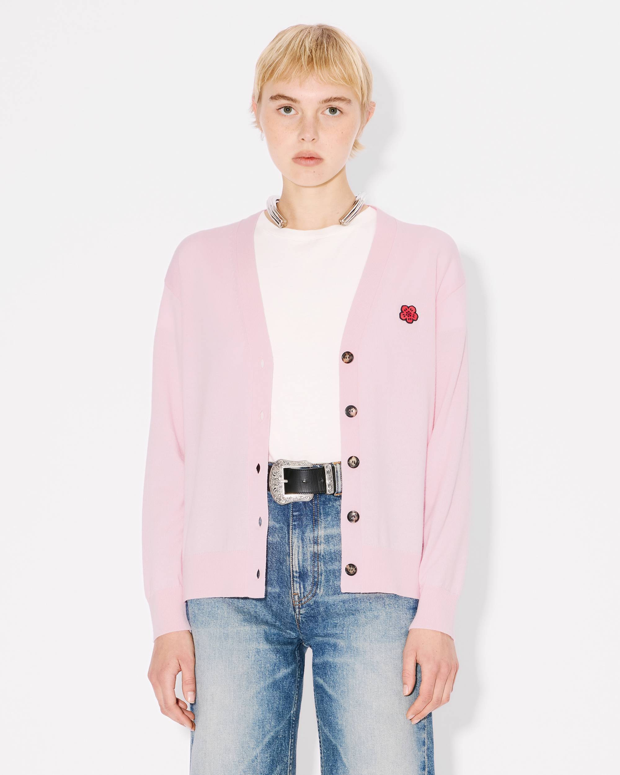 'Boke Flower' embroidered vneck cardigan - 3