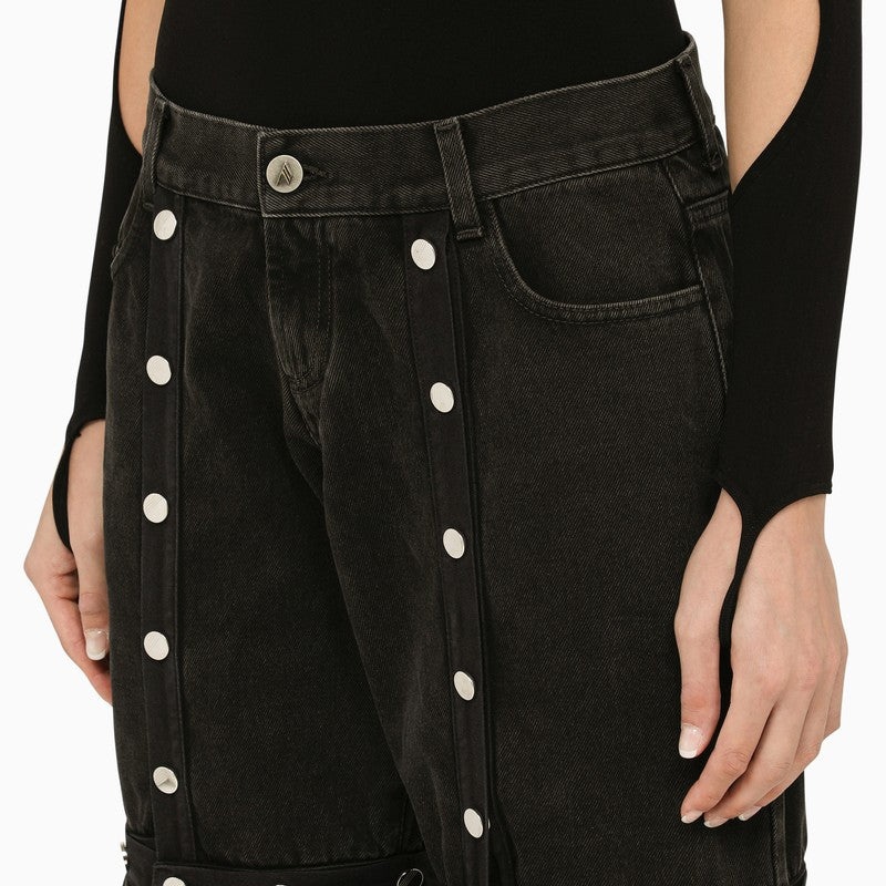 The Attico Black Baggy Jeans With Studs Women - 5