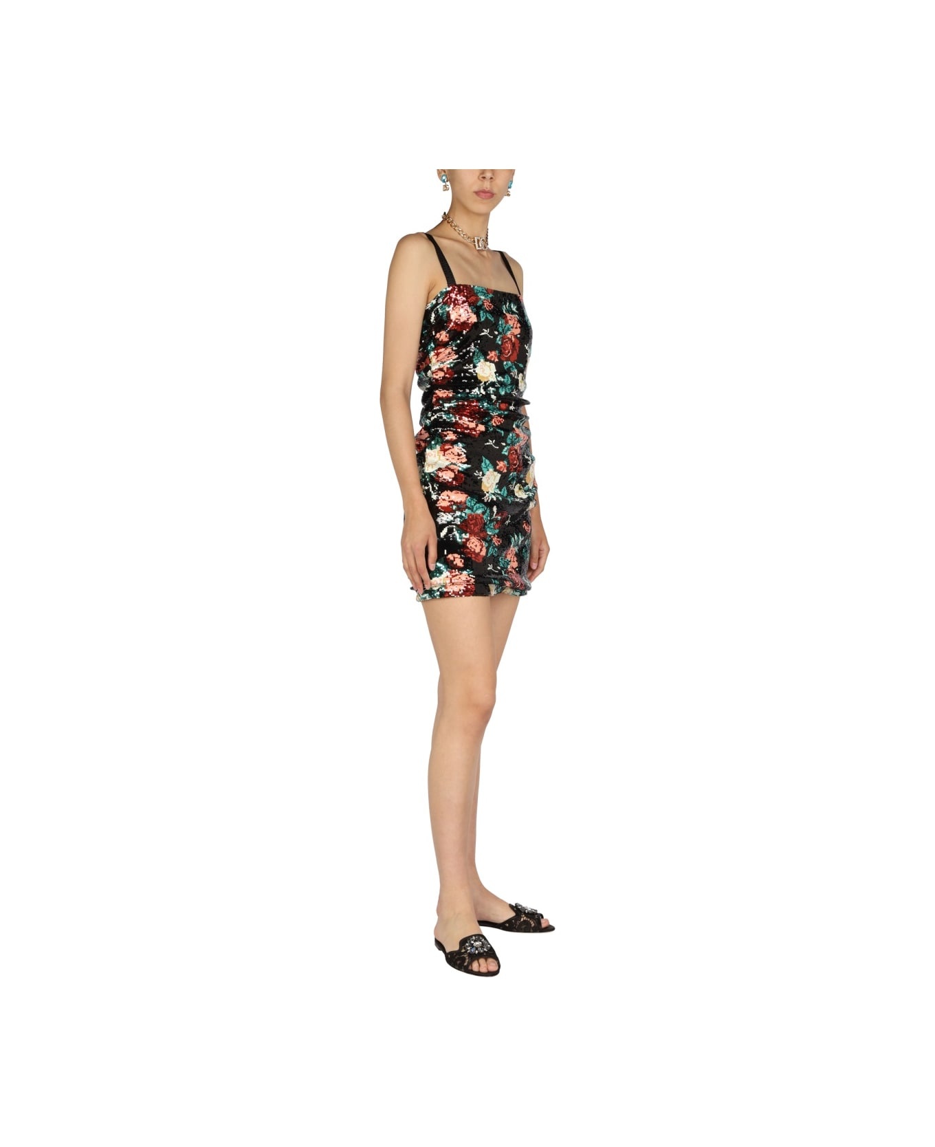Rose Embroidery Short Dress - 2