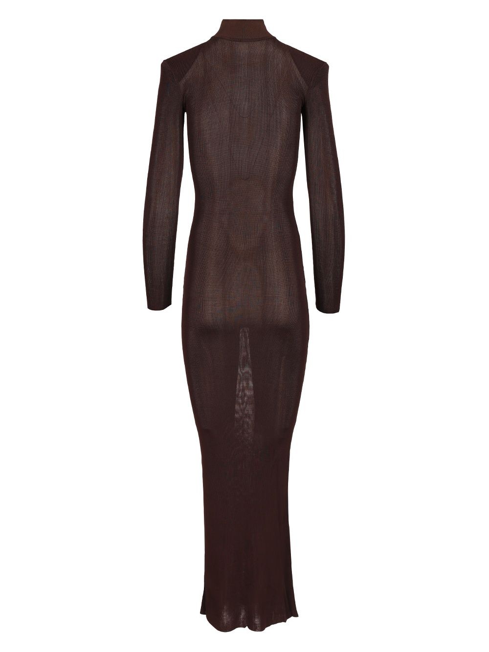 Brown Viscose Knit Maxi Dress Dresses Brown - 2