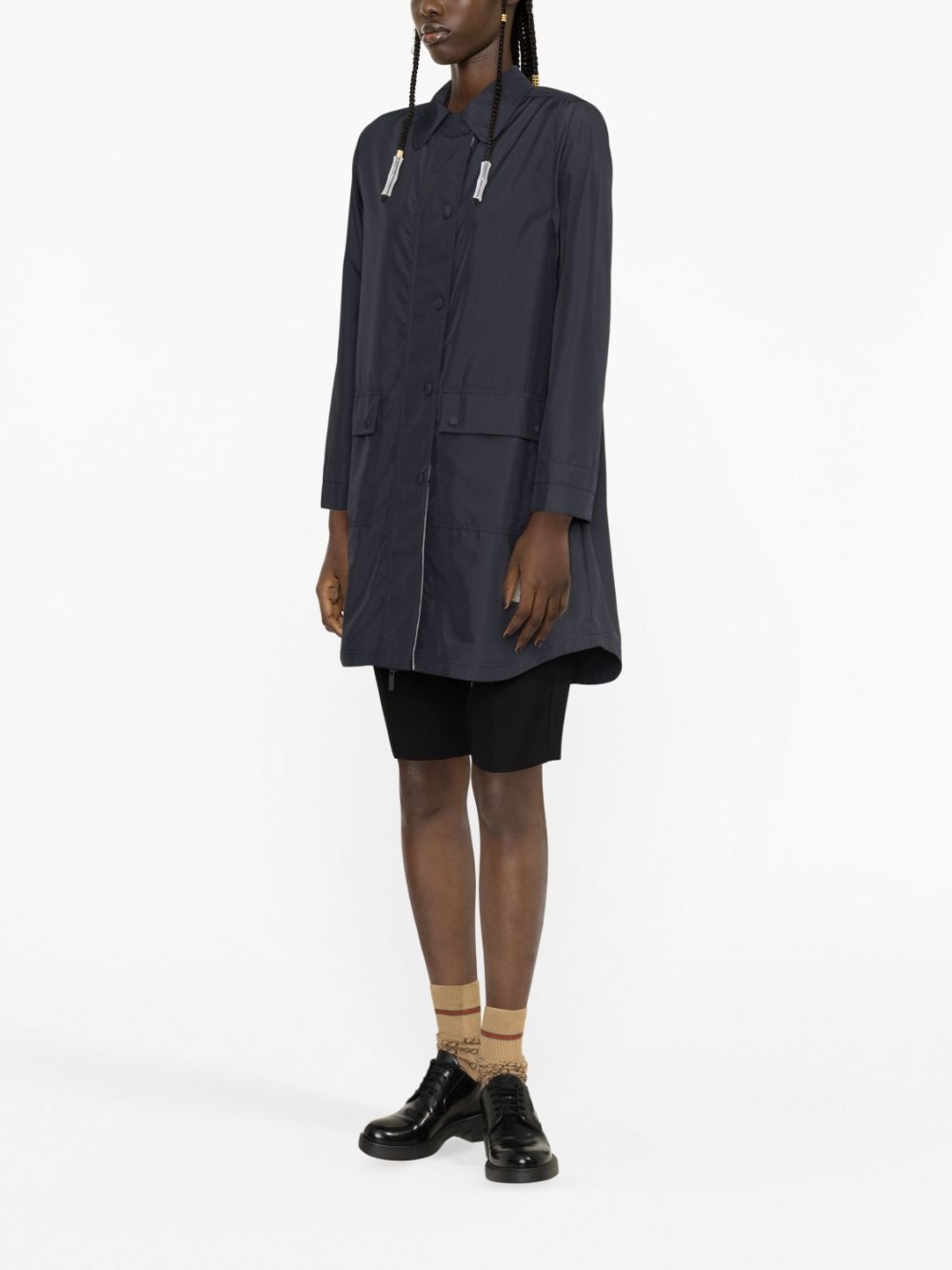 rounded-collar button-up coat - 4