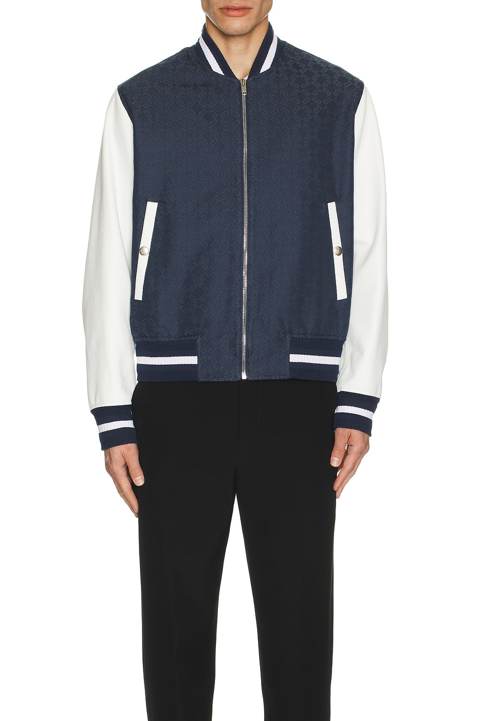 Mixed Material Varsity Jacket - 4