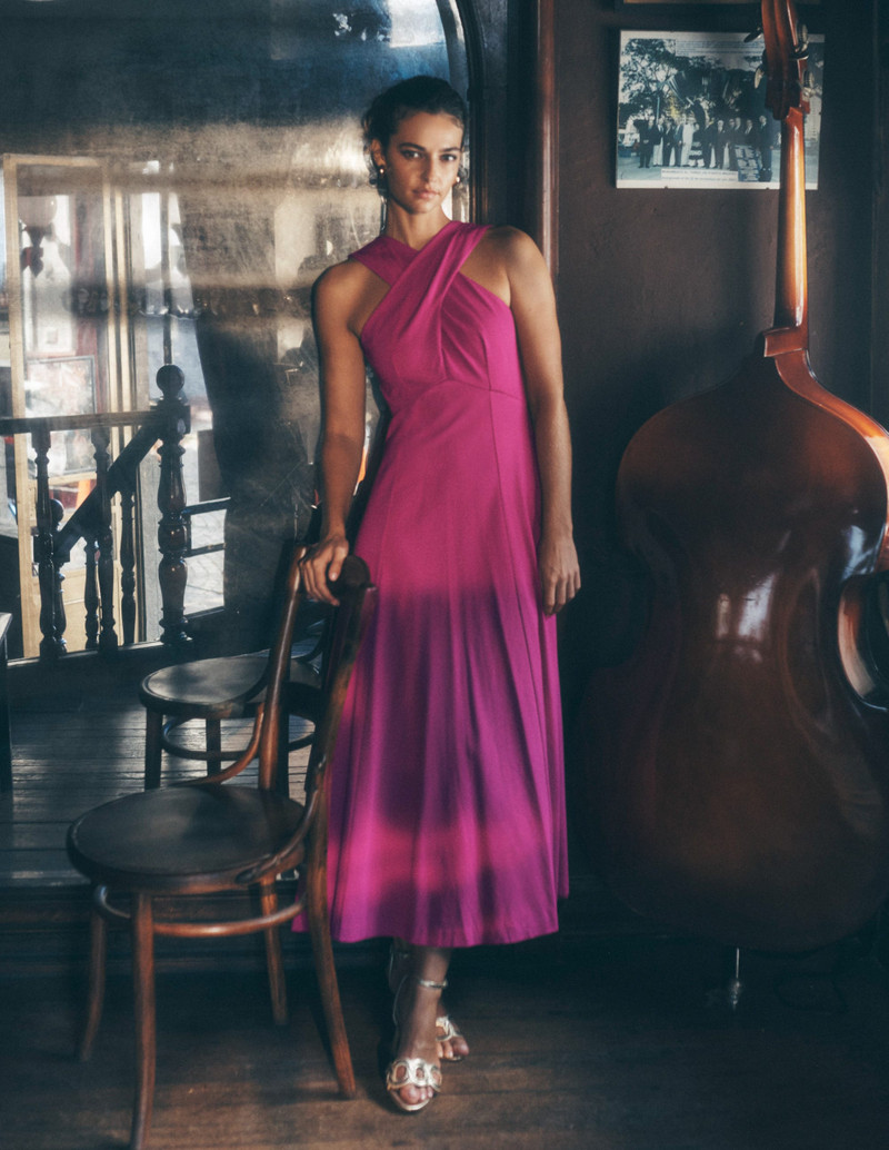 Cross Front Ponte Dress-Fuchsia 6