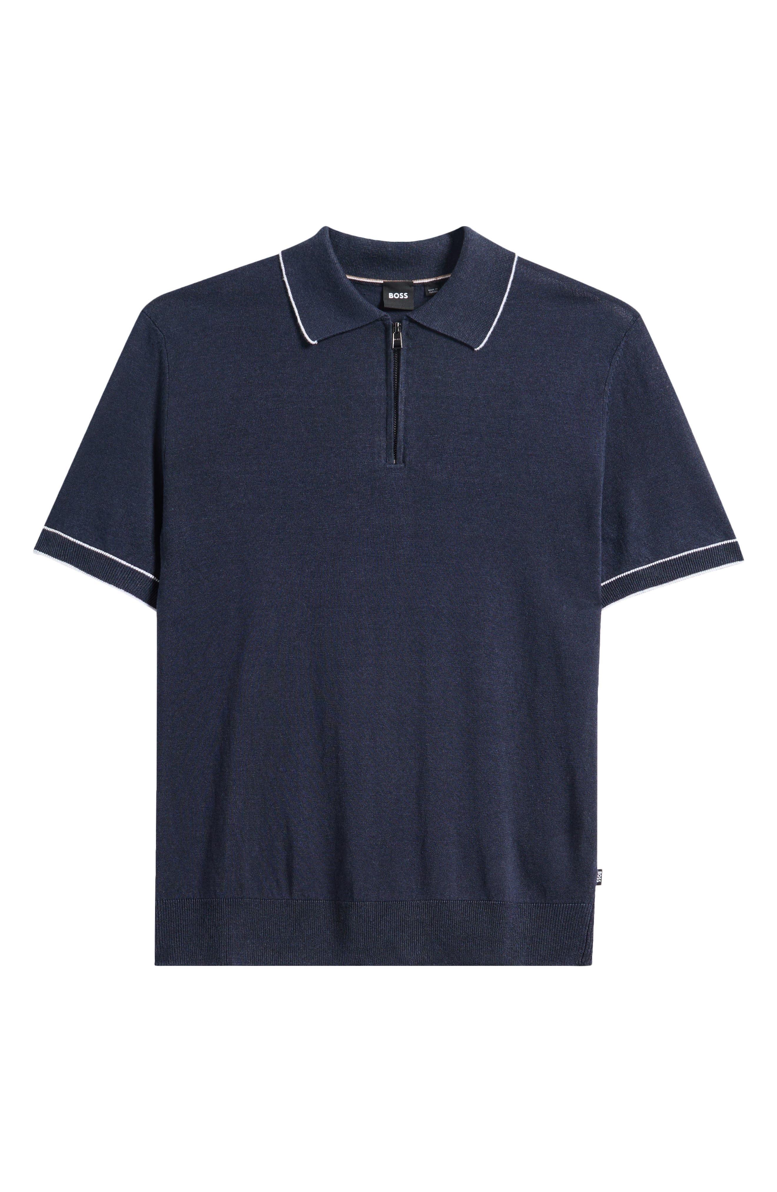 BOSS Jiovanotto Quarter Zip Polo in Dark Blue at Nordstrom - 5