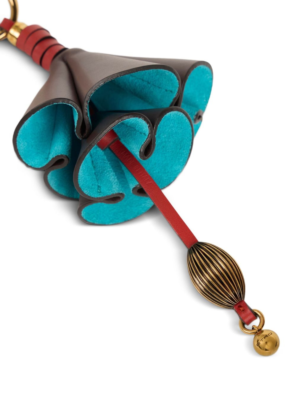 flower-motif leather charm - 2